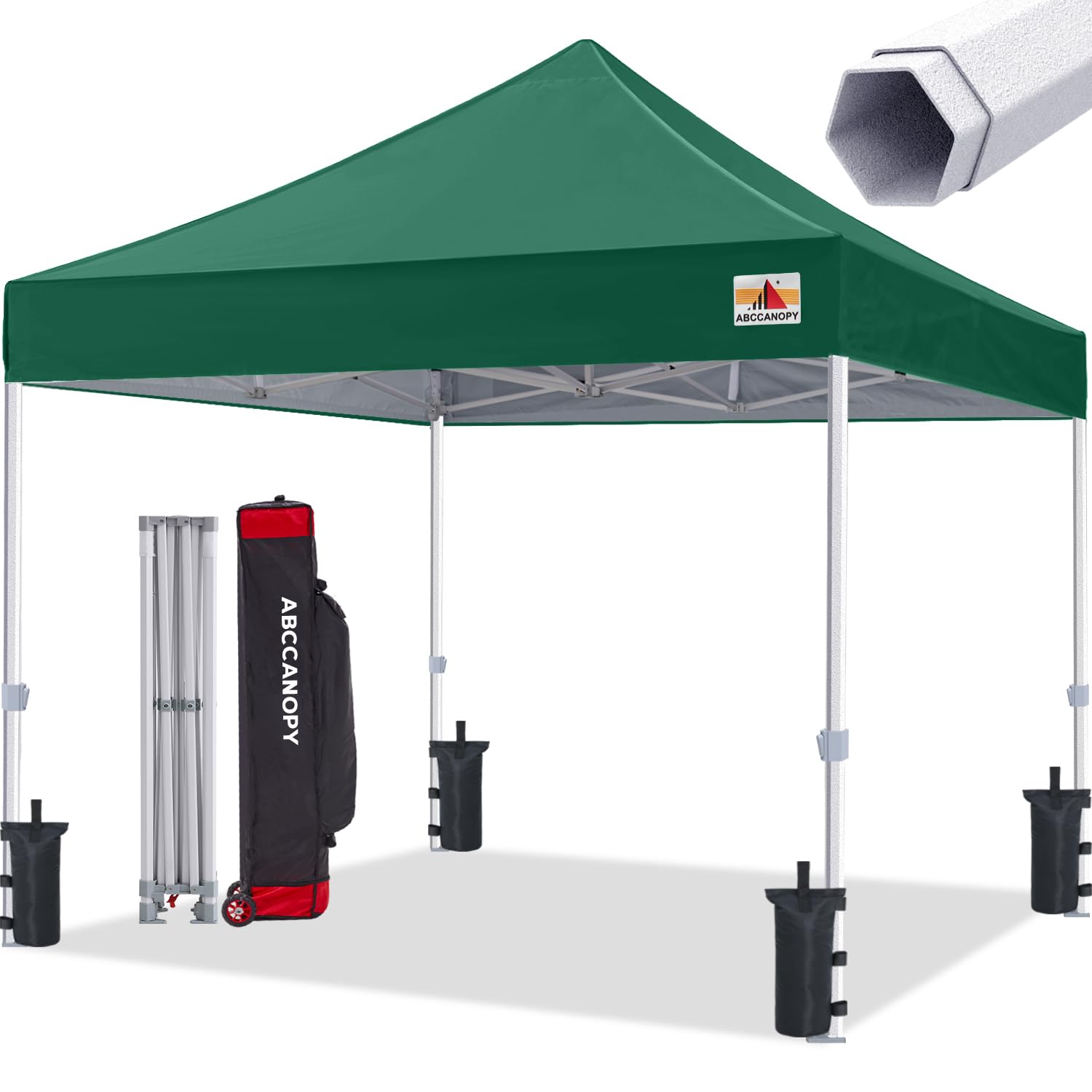 ABCCANOPY 10x10 Commercial Pop Up Canopy Tent - Premium Series Outdoor Event Shelter, Forest Green - Perfect for Farmers Markets, Beach Parties, Camping & Tailgating