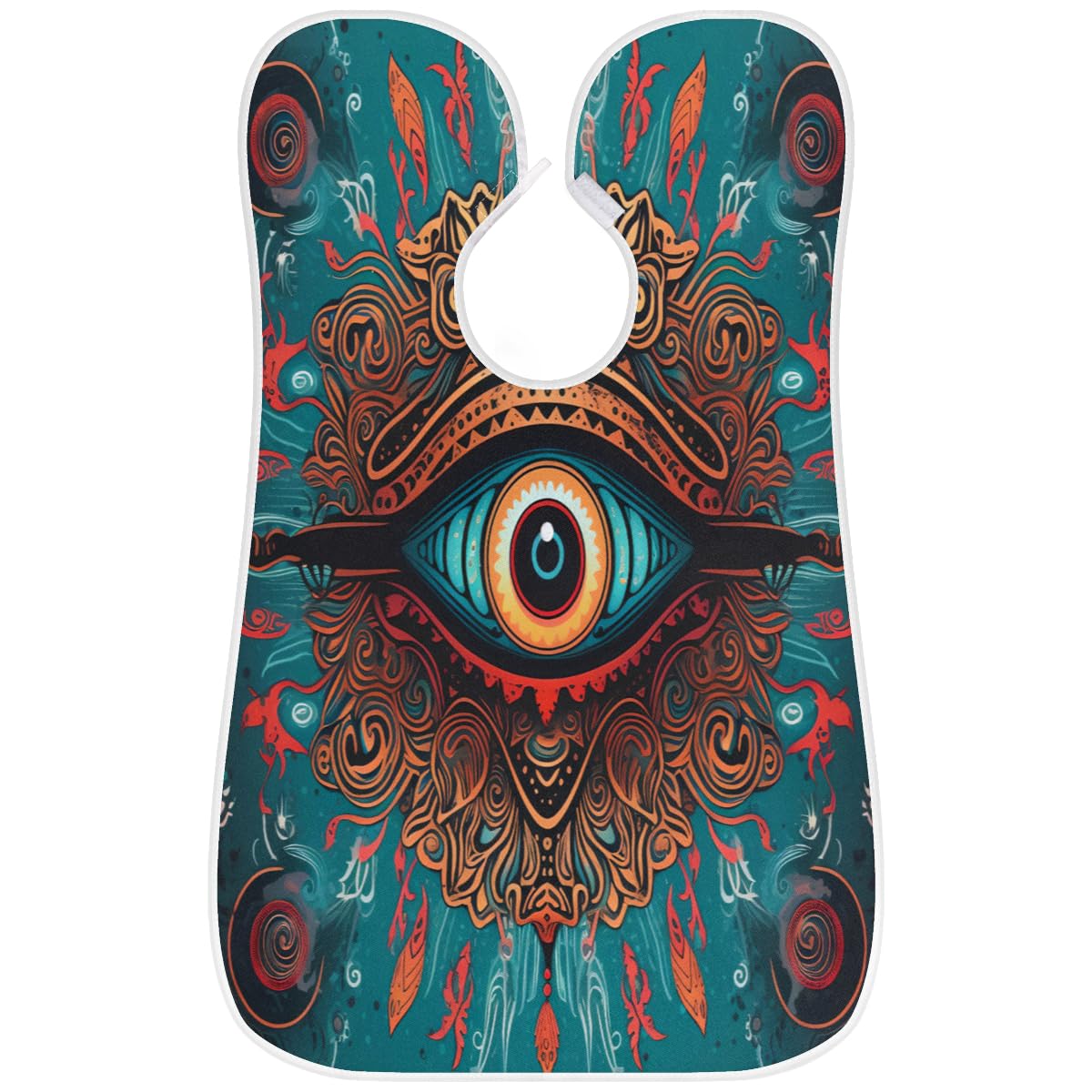 Retro Eye Tribe Pattern Beard Shaving Bib for Men - Waterproof Barber Apron for Hair Dye & Makeup - Artist Cape for Hair Cutting - Sink Hair Catcher & Beard Trimming Tool - Perfect Gift for Barbers & Stylists (Great for Salon, Home Grooming & Professional Use)