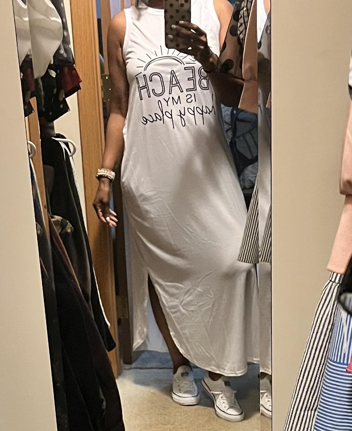 Women's Sleeveless Graphic Print Long Sundress - Casual Beach Cover Up Dress with Pockets | Summer Vacation, Pool Party, Outdoor Date Outfit