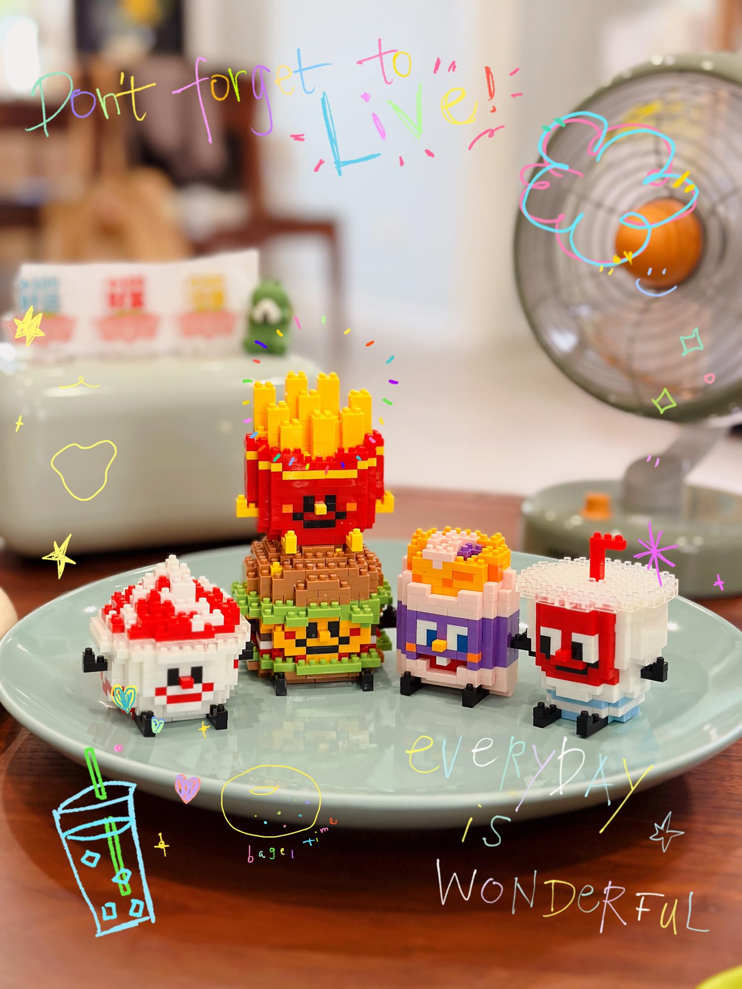 Happy Food Cute Mini Bricks Micro Building Kit - Compatible Nano Blocks for Kids - Creative Desktop Decor Toy (Vitality Milk) - Perfect for STEM Learning, Birthday Gifts & Stress Relief