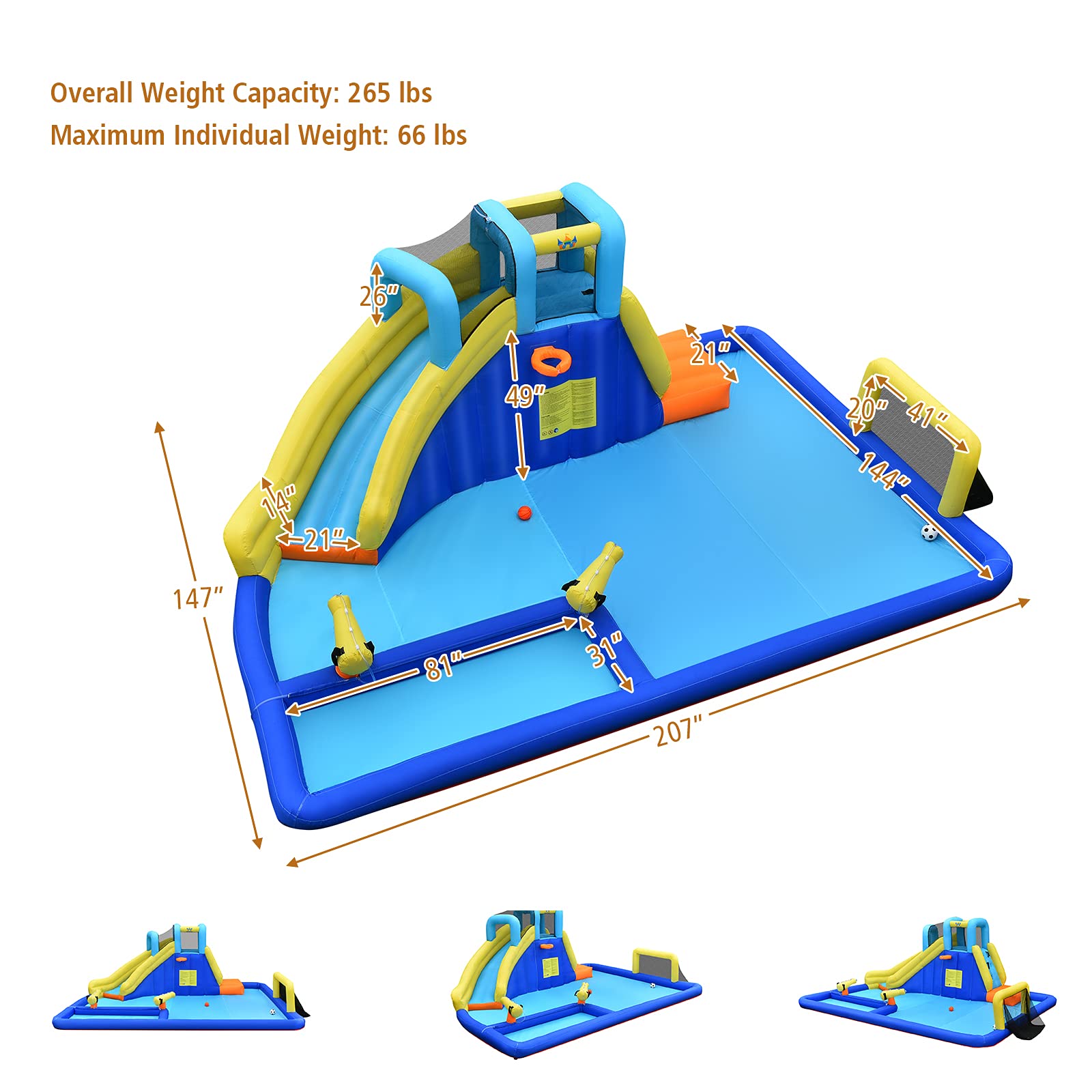 BOUNTECH 17x12FT Inflatable Water Slides for Kids - Giant Outdoor Water Park with Splash Pool, Dual Water Cannons & Soccer Game - Blow Up Bounce House for Backyard Parties, Summer Fun & Birthday Gifts (Perfect for Family Gatherings, Pool Parties & Outdoor Playtime)