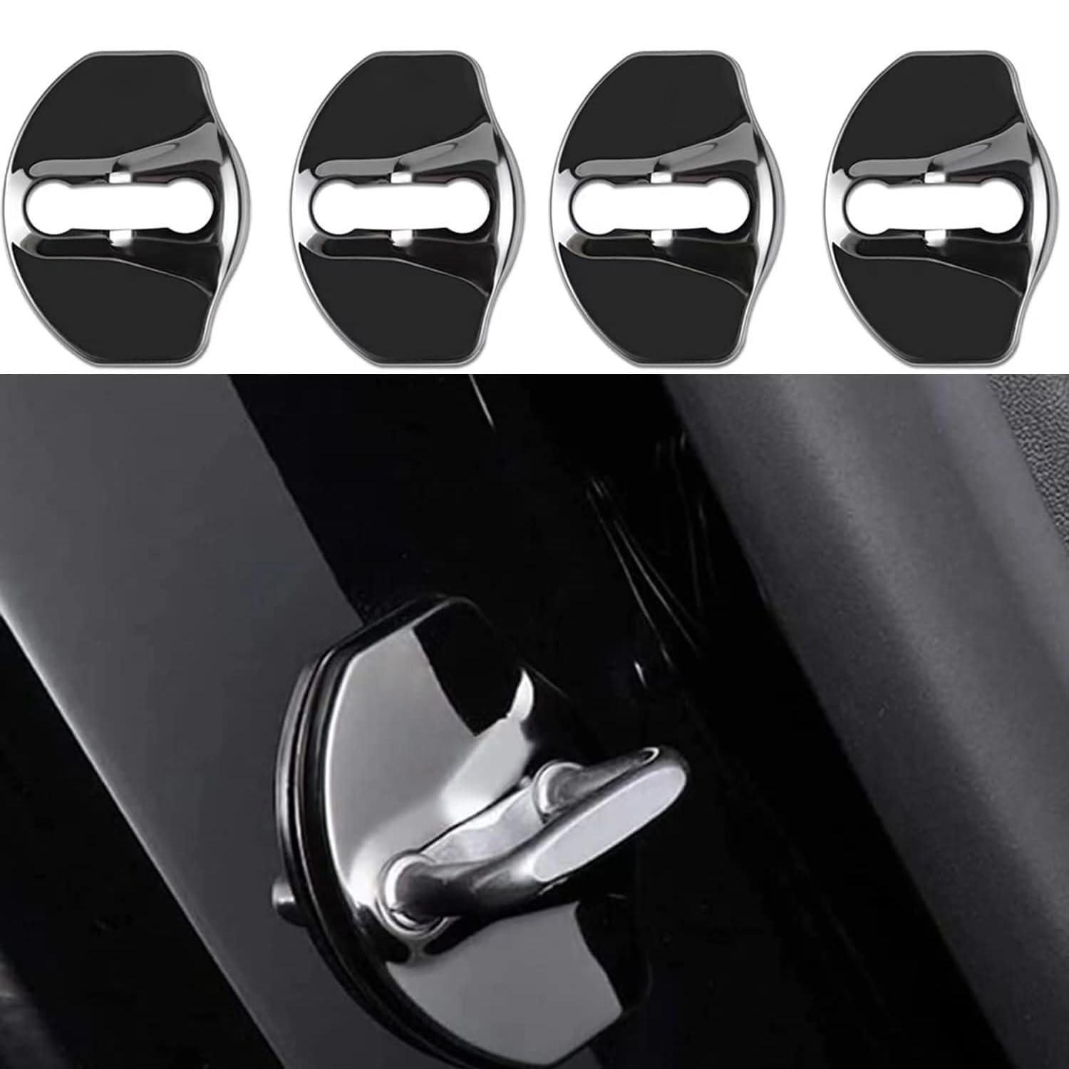Premium Stainless Steel Tesla Model 3 & Y Door Lock Cover and Sill Protector - Durable Anti-Scratch Accessories for Enhanced Car Protection (Perfect for Daily Commute, Road Trips & Car Shows)