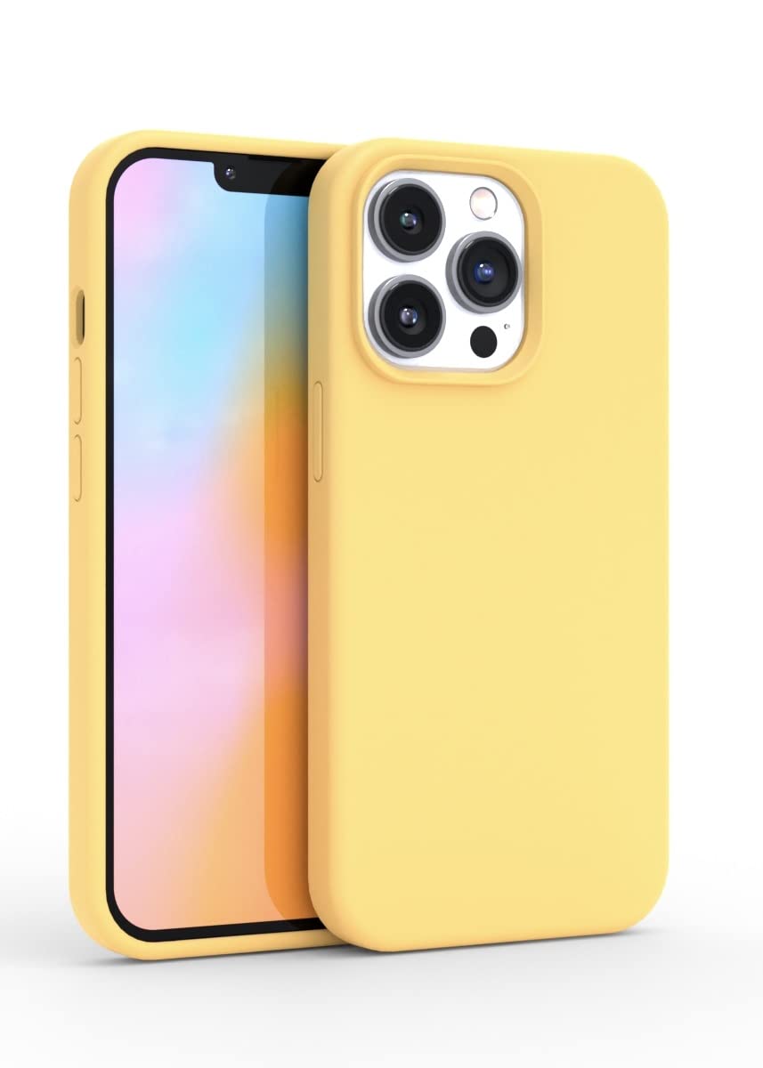 Pastel Yellow iPhone 13 Pro Max Case - Liquid Silicone Shockproof Cover | Wireless Charging Compatible, 360° Protection for Apple iPhone 13 Pro Max | Perfect for Everyday Use, Travel & Outdoor Activities