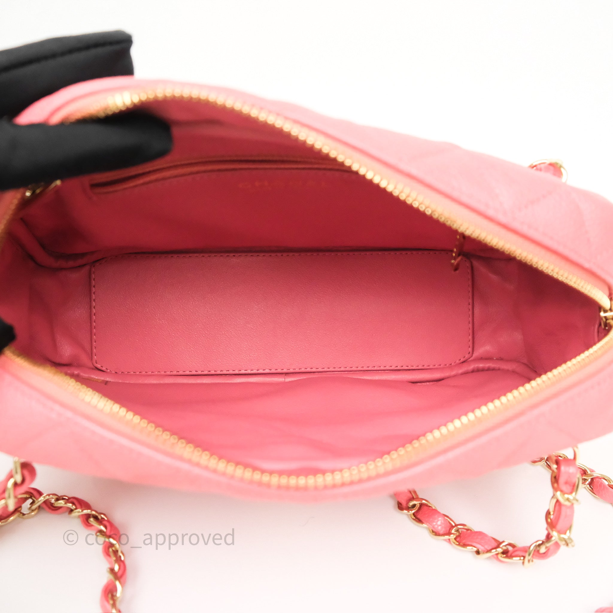 Chanel Quilted Pink Shiny Caviar Camera Bag with Gold Hardware - Luxury Crossbody Bag for Women, Perfect for Date Night & Special Occasions