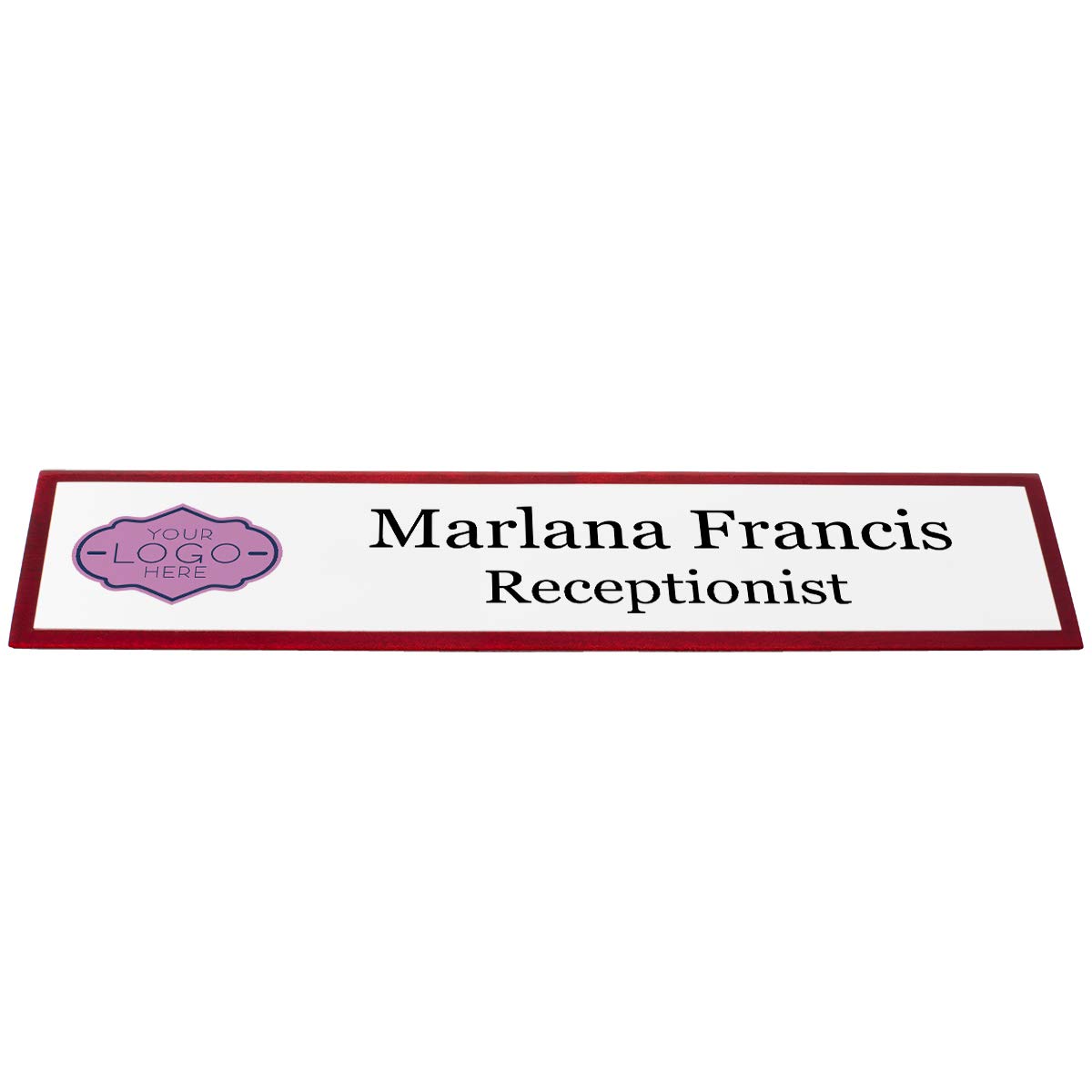 Rosewood Desk Name Plate - 10x2 Inches Engraved Office Sign - Personalized White Wooden Nameplate for Professional Workspace Decor