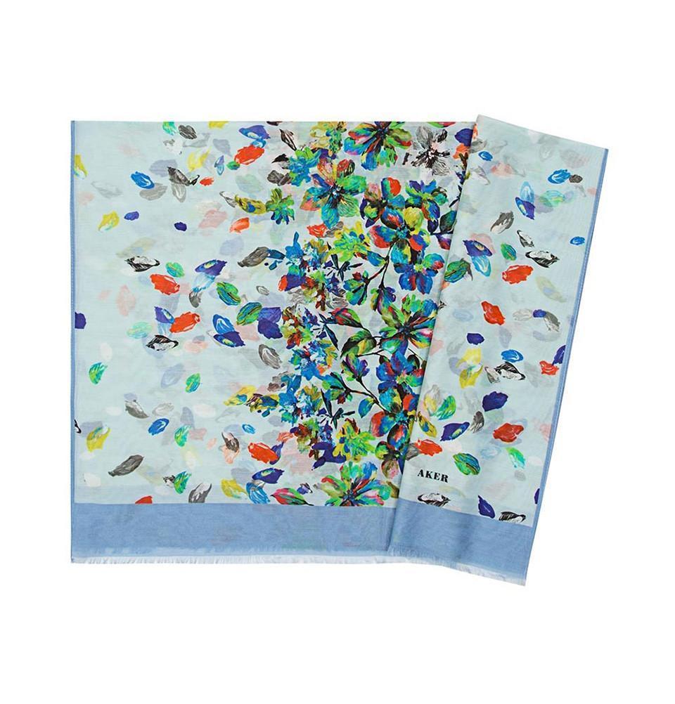 Aker Soft Silk Cotton Patterned Shawl Scarf Wrap - Elegant Floral Design #7312 422 for Women, Perfect for Parties, Weddings & Evening Events