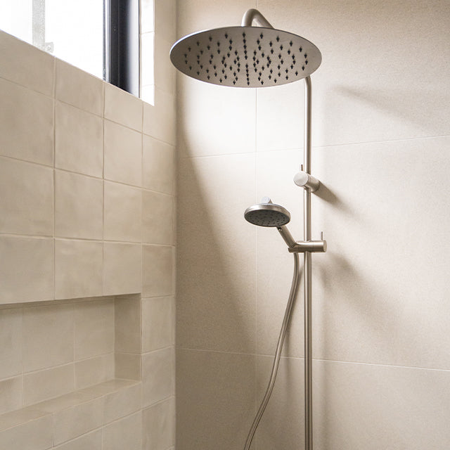 Caroma Urbane II 300mm Overhead Rail Shower in Brushed Nickel - Modern Bathroom Fixture for Luxurious Spa-Like Experience