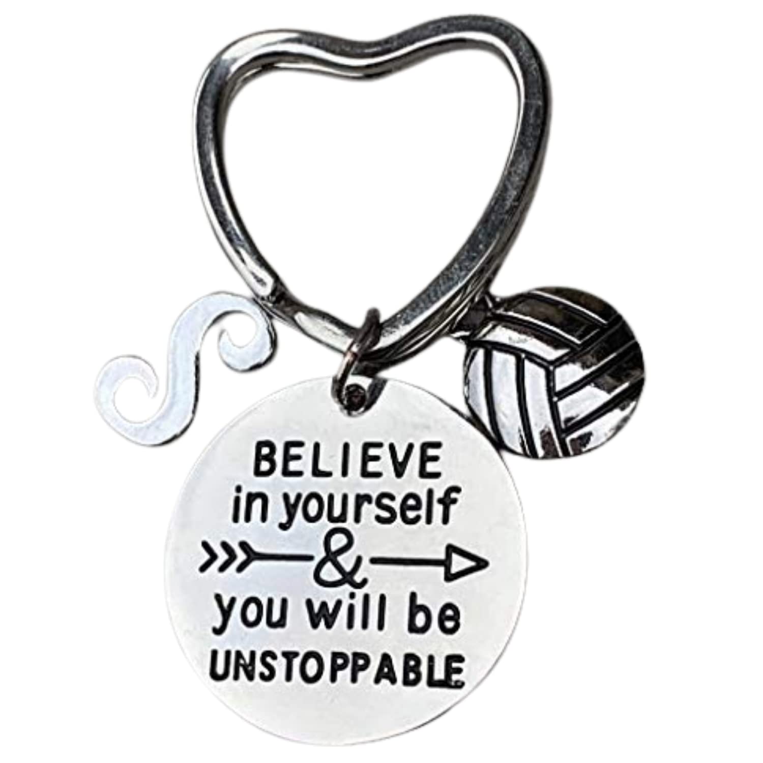 Personalized Volleyball Keychain with Initial - Motivational 'Unstoppable' Gift for Volleyball Players - Inspirational Sports Jewelry for Men & Women - Perfect for Team Gifts, Tournaments & Player Appreciation