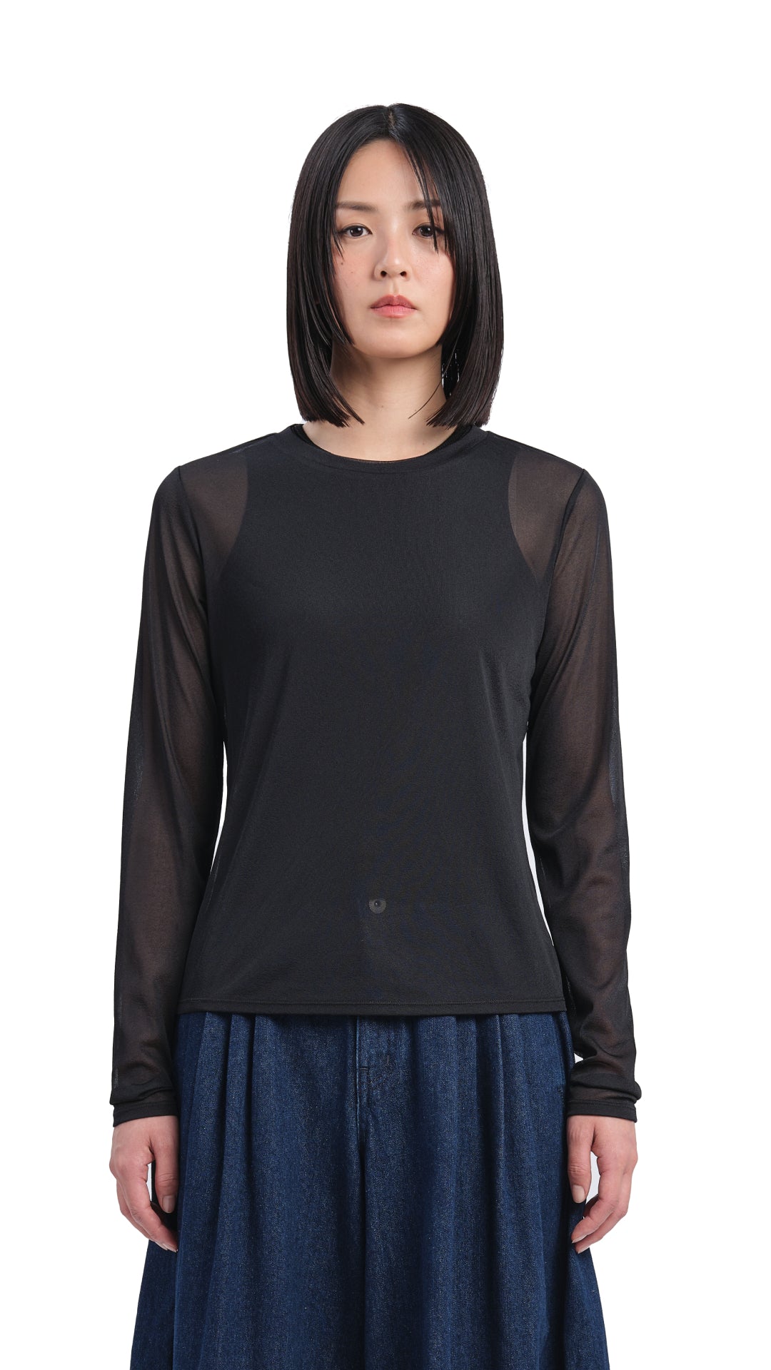 Sheer Mock Neck Top for Women - Elegant Long Sleeve Blouse for Casual Wear, Office, Date Night & Layering