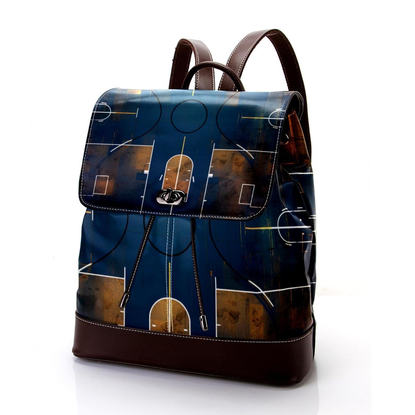 Stylish Unisex Travel Backpack with Artistic Basketball Court Design - Perfect for Work, Gym & Weekend Getaways