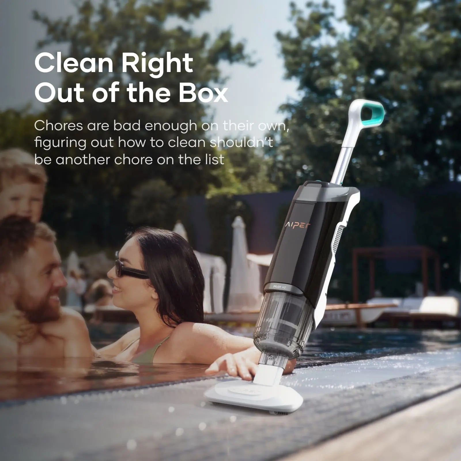 Aiper PILOT H2 Cordless Handheld Pool Vacuum Cleaner - Powerful Suction for Inground & Above Ground Pools - Ideal for Quick Cleaning of Leaves, Debris & Dirt