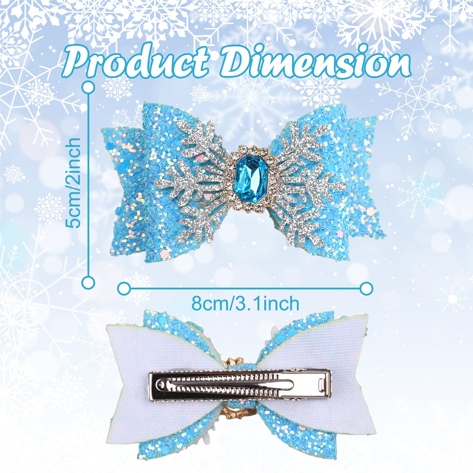 Christmas Hair Clips for Girls - Festive Snowflake Hair Barrettes with Rhinestones & Glitter (2PCS, Blue) - Perfect for Holiday Parties, Xmas Gifts & Winter Celebrations
