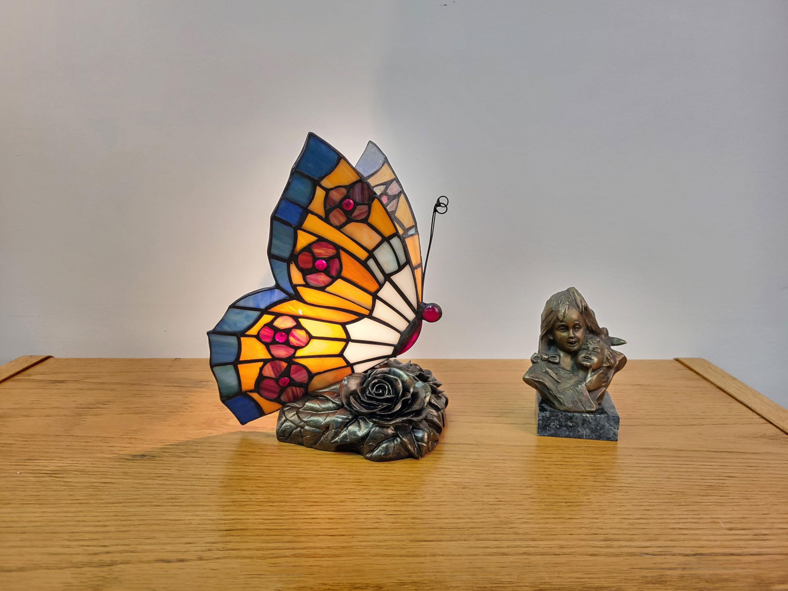 TB03 97 Glass Cuts Tiffany Night Light - 7 x 9 Inches Stained Glass Table Lamp for Bedroom, Living Room, Nursery Decor
