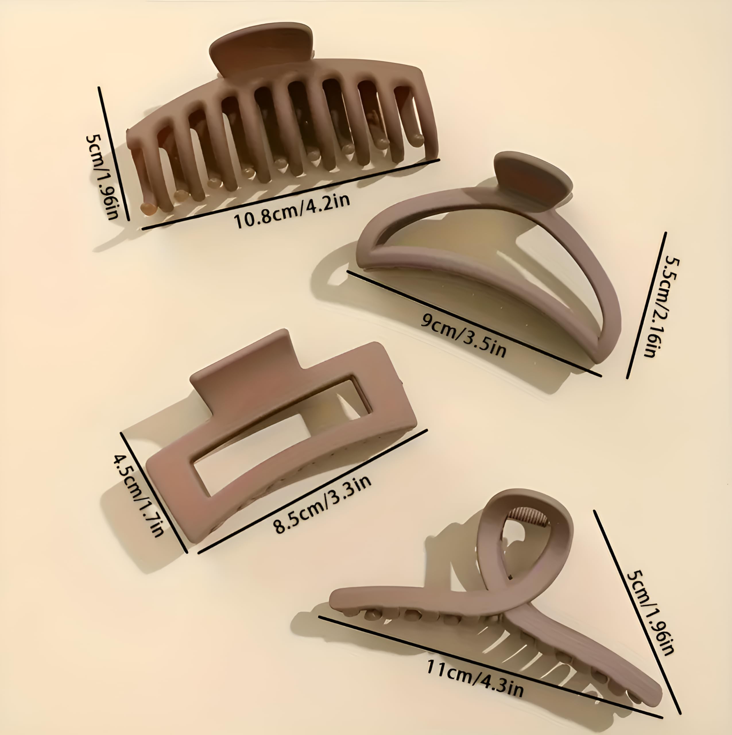 PACTIV 4-Piece Non-Slip Hair Claw Clips for Women - Strong Hold Ponytail Clamps, Simple Style Hair Clips for Thick Hair - Perfect for Workouts, Office, and Everyday Hairstyles