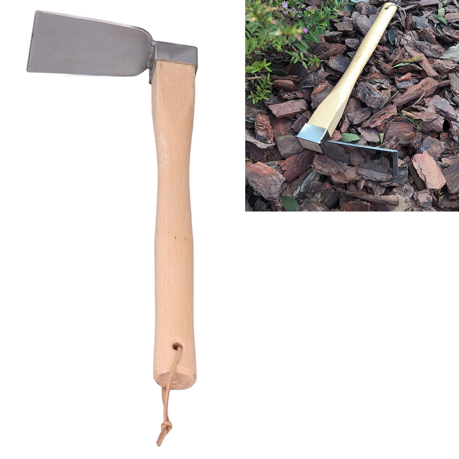 Lightweight Stainless Steel Grubbing Hoe with Beech Wood Handle - Durable Gardening Tool for Weeding, Cultivating & Potted Landscaping | Perfect for Home Gardens, Farms & Outdoor Planting