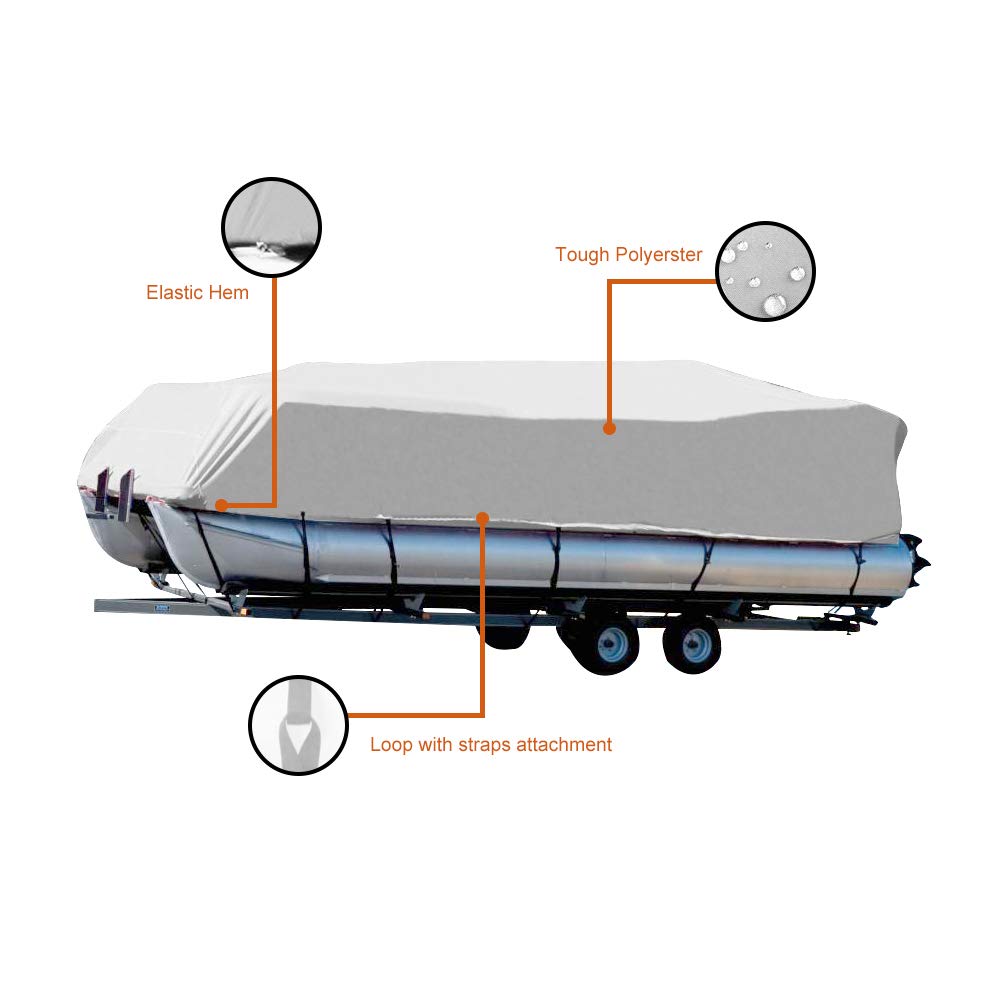 Seamander Heavy Duty Waterproof Pontoon Boat Cover 17ft-20ft - Trailerable, Fits Beam Width Up to 96 Inches - Perfect for Outdoor Storage & Boat Protection