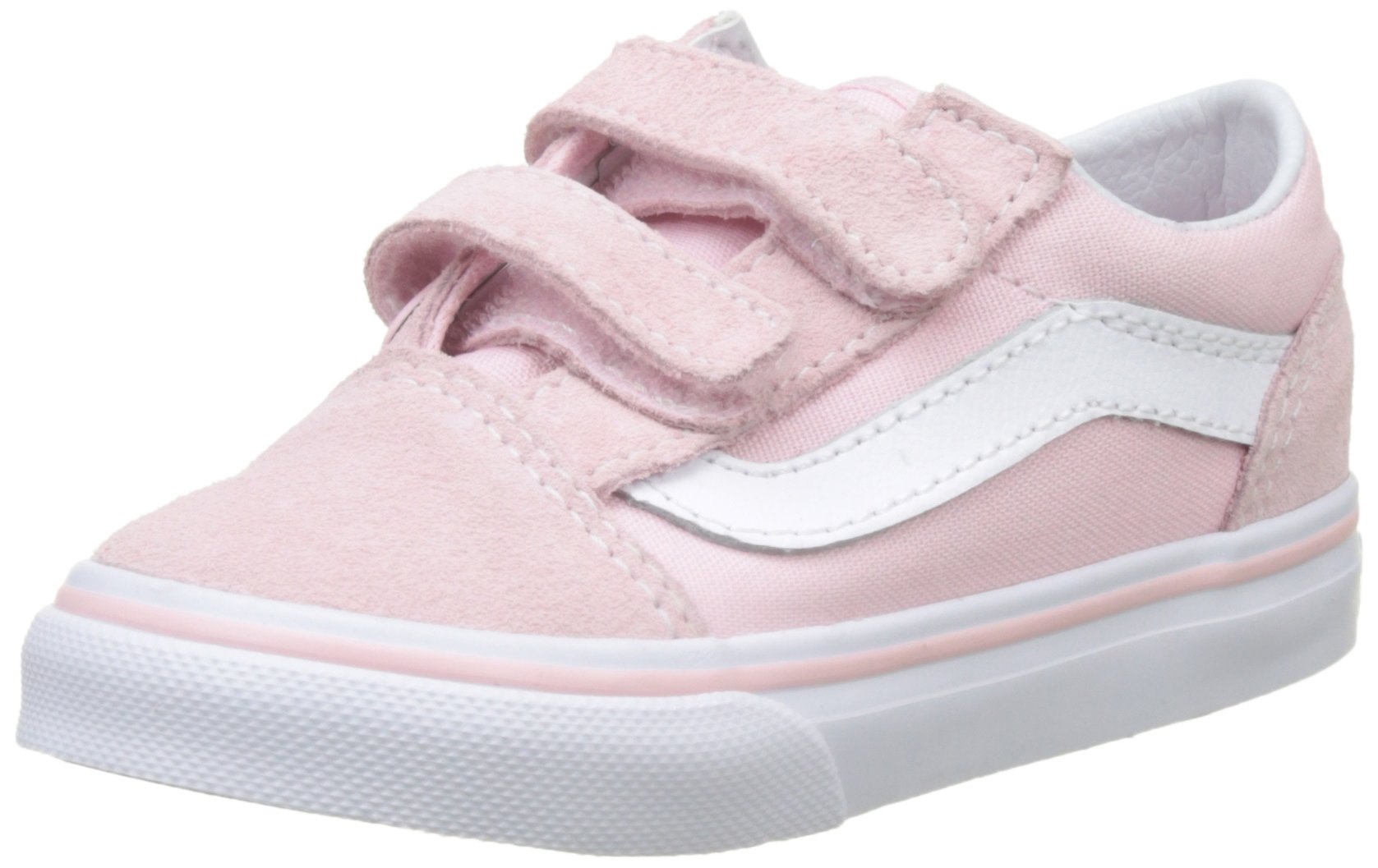 Vans Old Skool V Sneakers for Toddlers - VN0A344KQ7K Suede & Canvas Shoes in Chalk Pink/True White - Size 10 | Comfortable & Stylish Casual Shoes for Boys & Girls - Perfect for Playdates, Preschool & Everyday Wear
