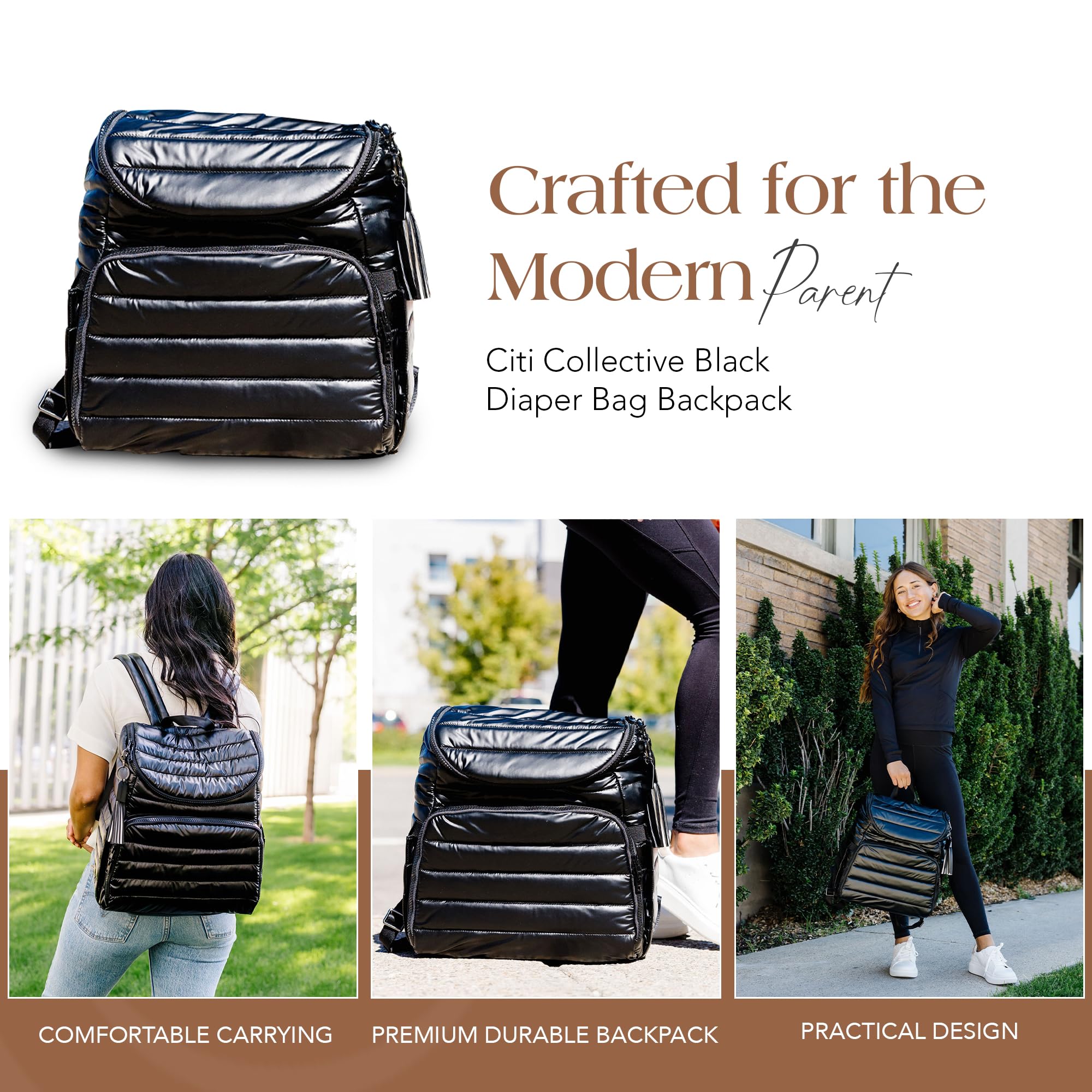 Citi Collective Gallery Diaper Bag Backpack - Stylish & Spacious Baby Travel Backpack for Moms - Fits 15