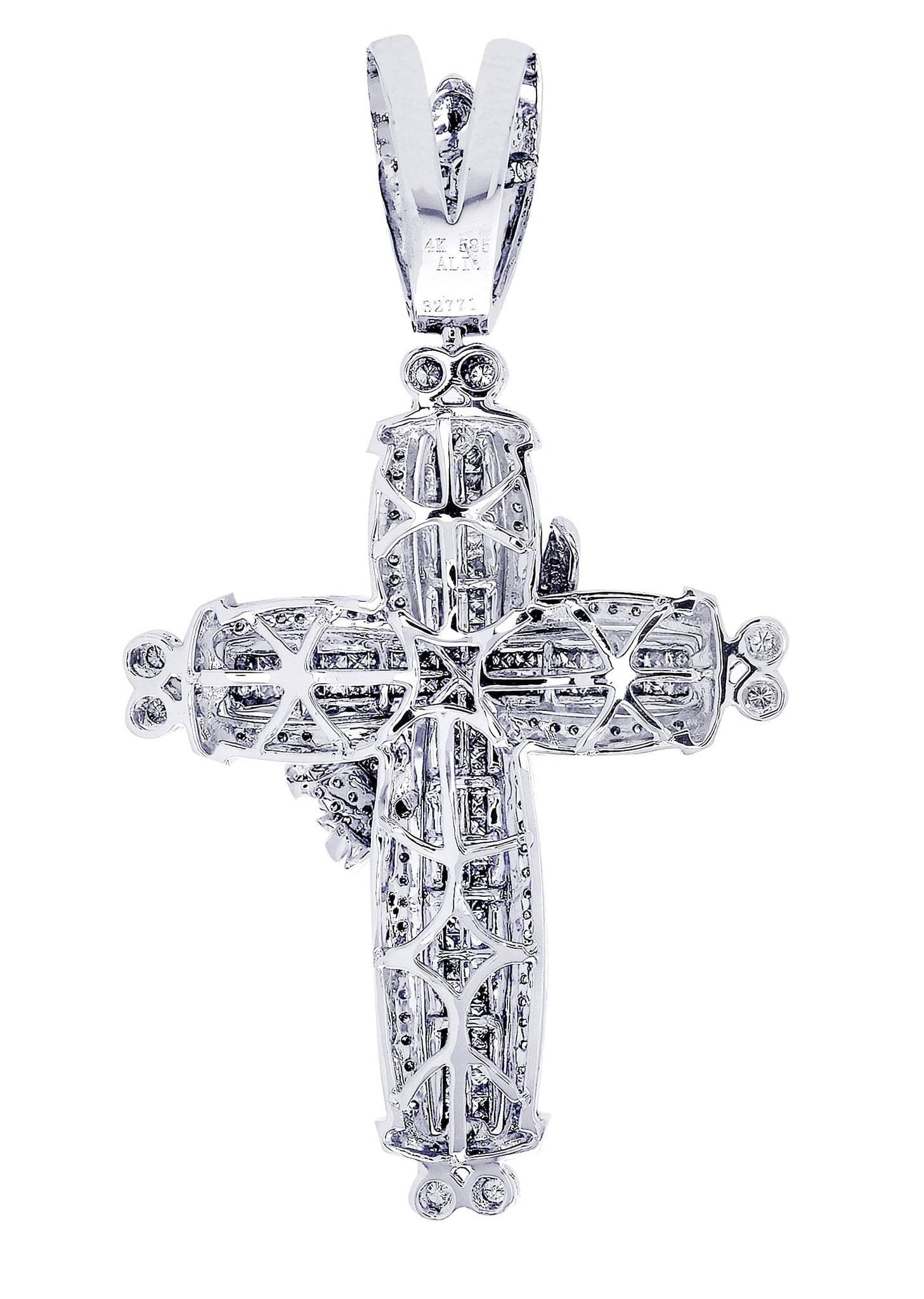 2.85 Carat Diamond Cross Pendant Necklace - 19.7 Grams Solid Gold Religious Jewelry for Women - Perfect for Baptism, Confirmation & Special Occasions