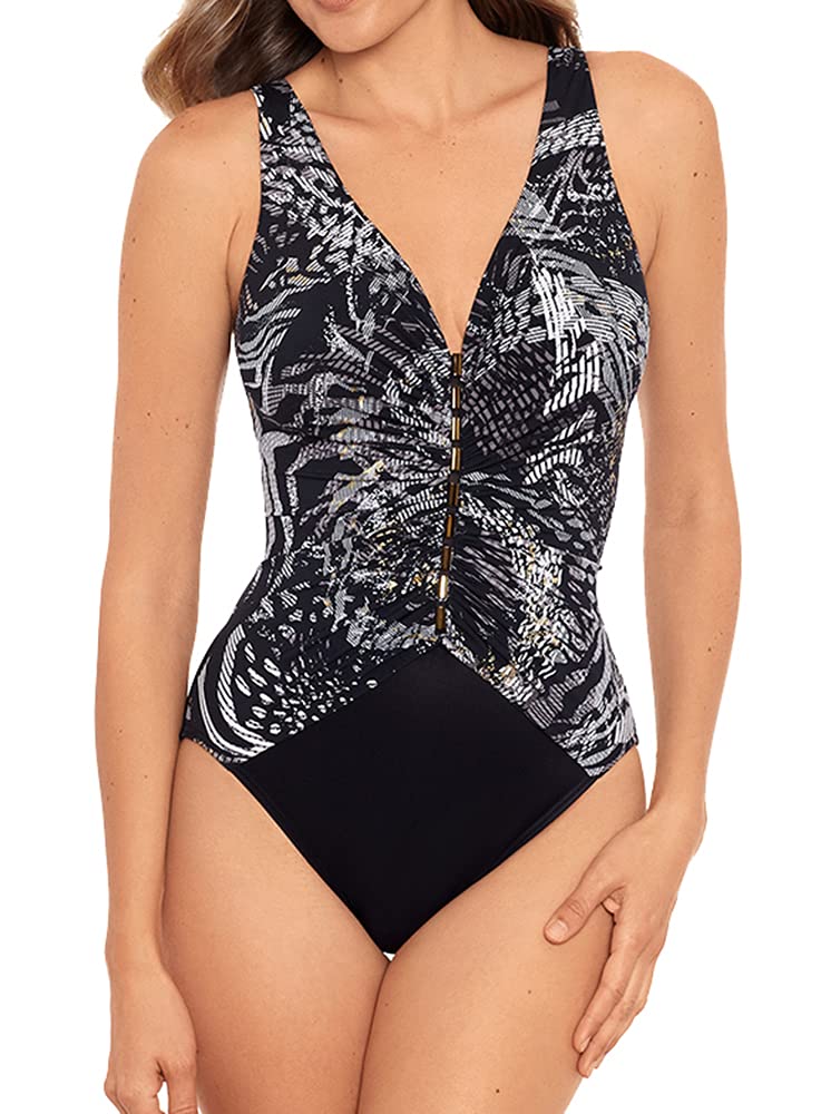 Miraclesuit Women's One Piece Swimsuit - Lux Linx Charmer Soft Cup Tummy Control Swimwear for Women | Perfect for Beach Vacations, Pool Parties & Summer Getaways