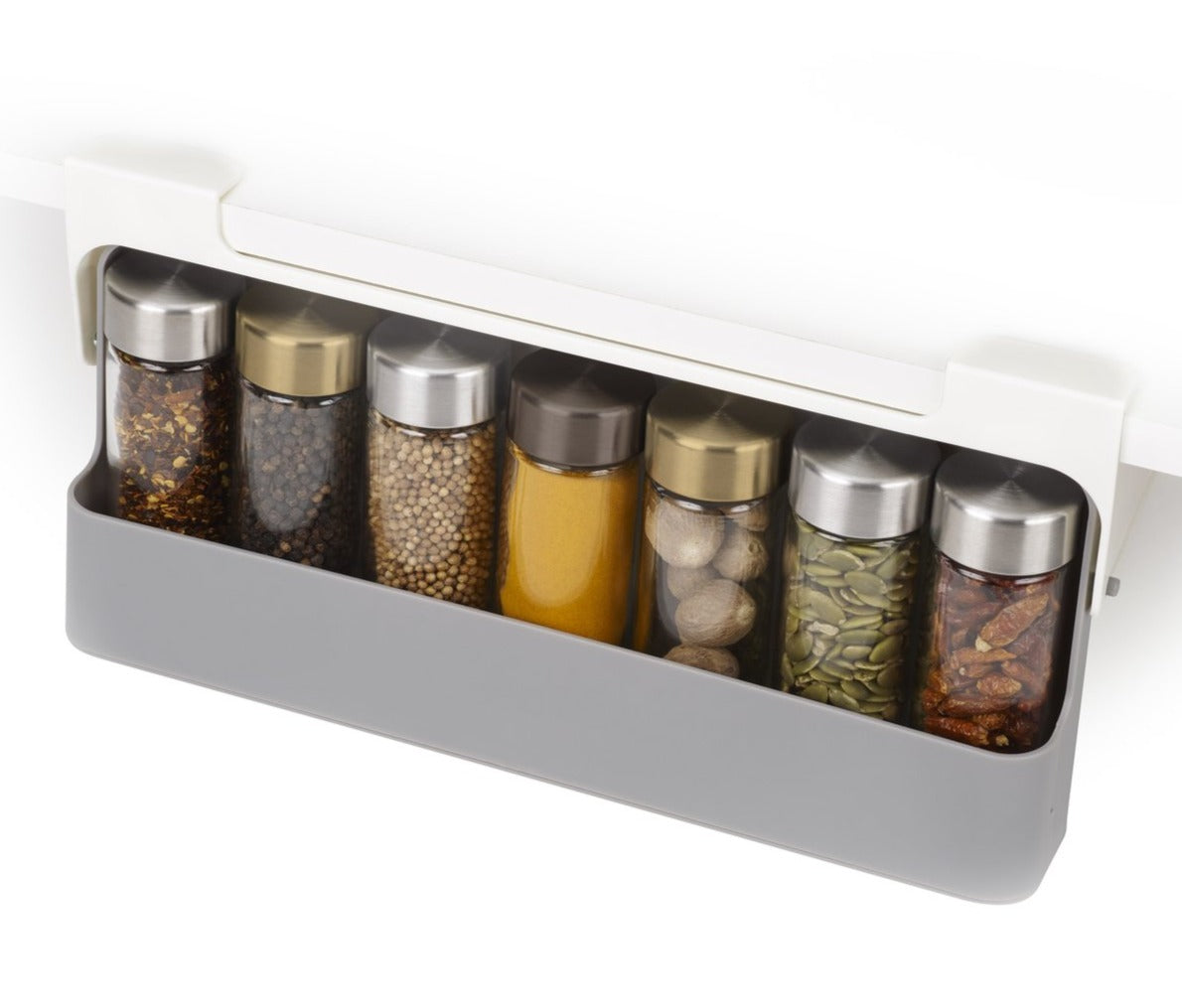 Under Shelf Spice Rack Organizer - Space Saving Kitchen Cabinet Storage for Spices, Jars & Small Items - Perfect for Pantry, Cabinet or Closet Organization