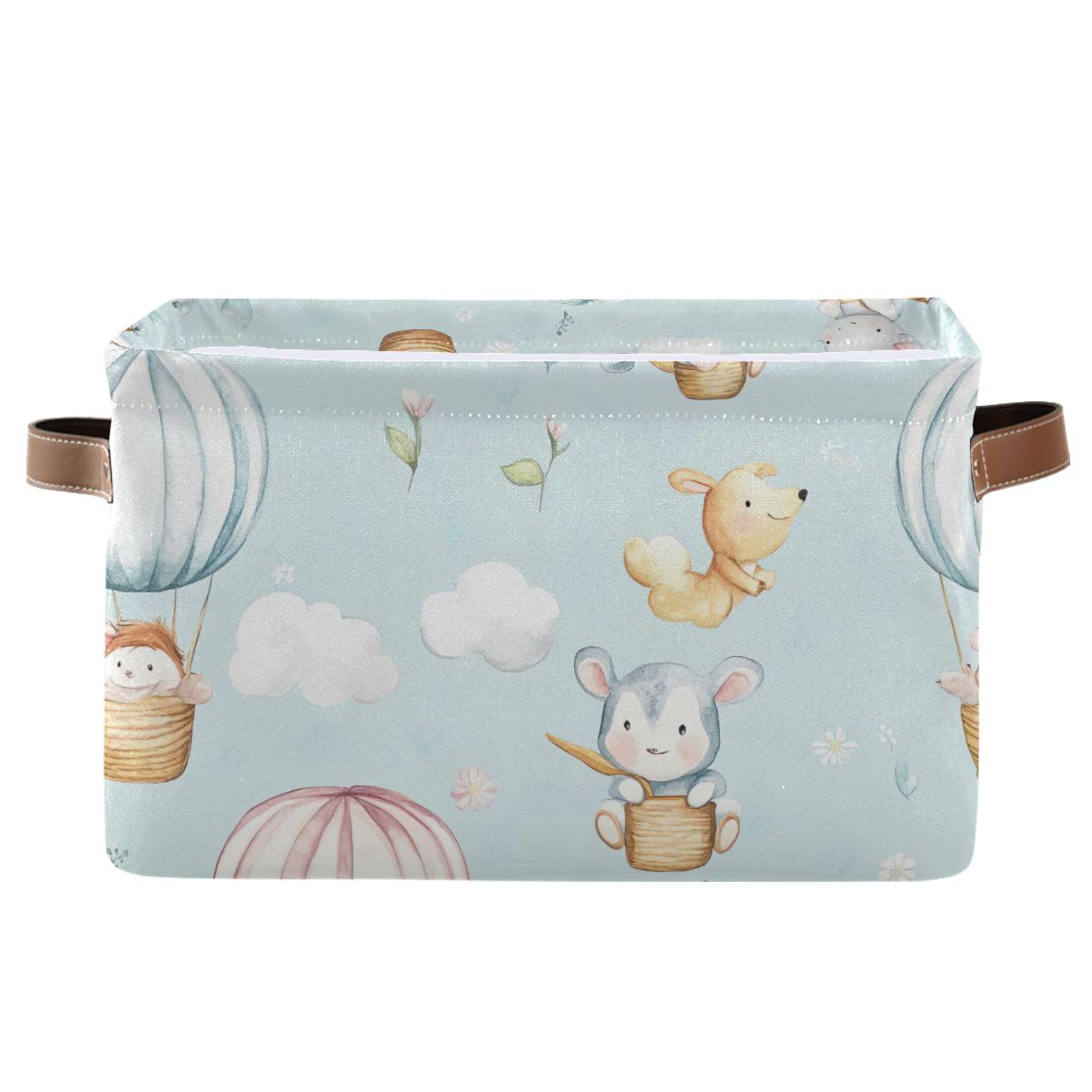 Cute Baby Animals Storage Basket with Handles - Collapsible Canvas Organizer Bin for Baby Nursery, Kids Room, Closet, Bedroom & Living Room - Perfect for Toys, Blankets & Home Organization