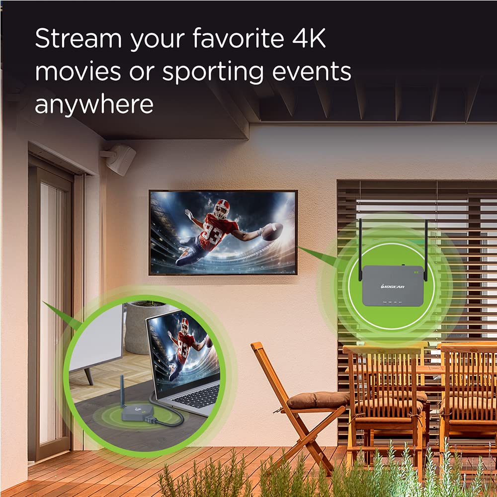 IOGEAR Wireless 4K HDMI Transmitter and Receiver Kit - Stream HD Video & Audio to TV, Projector, or Monitor - Ideal for Home Theater, Gaming, and Office Presentations