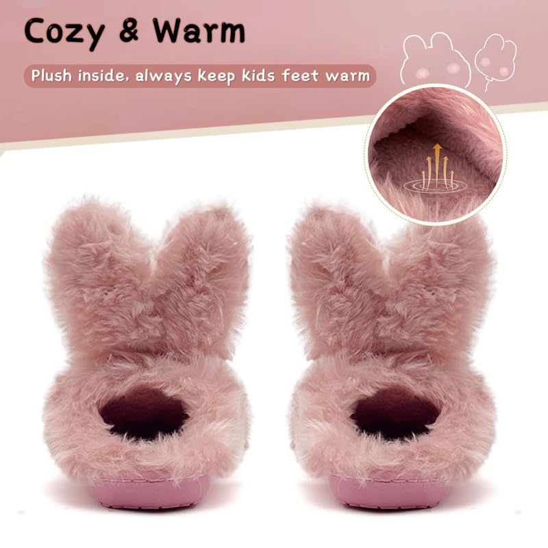 Soft Plush Bunny Slippers for Toddlers - Anti-Slip Indoor/Outdoor Winter Slippers for Girls & Boys | Cozy Kids House Shoes for Playtime & Bedtime