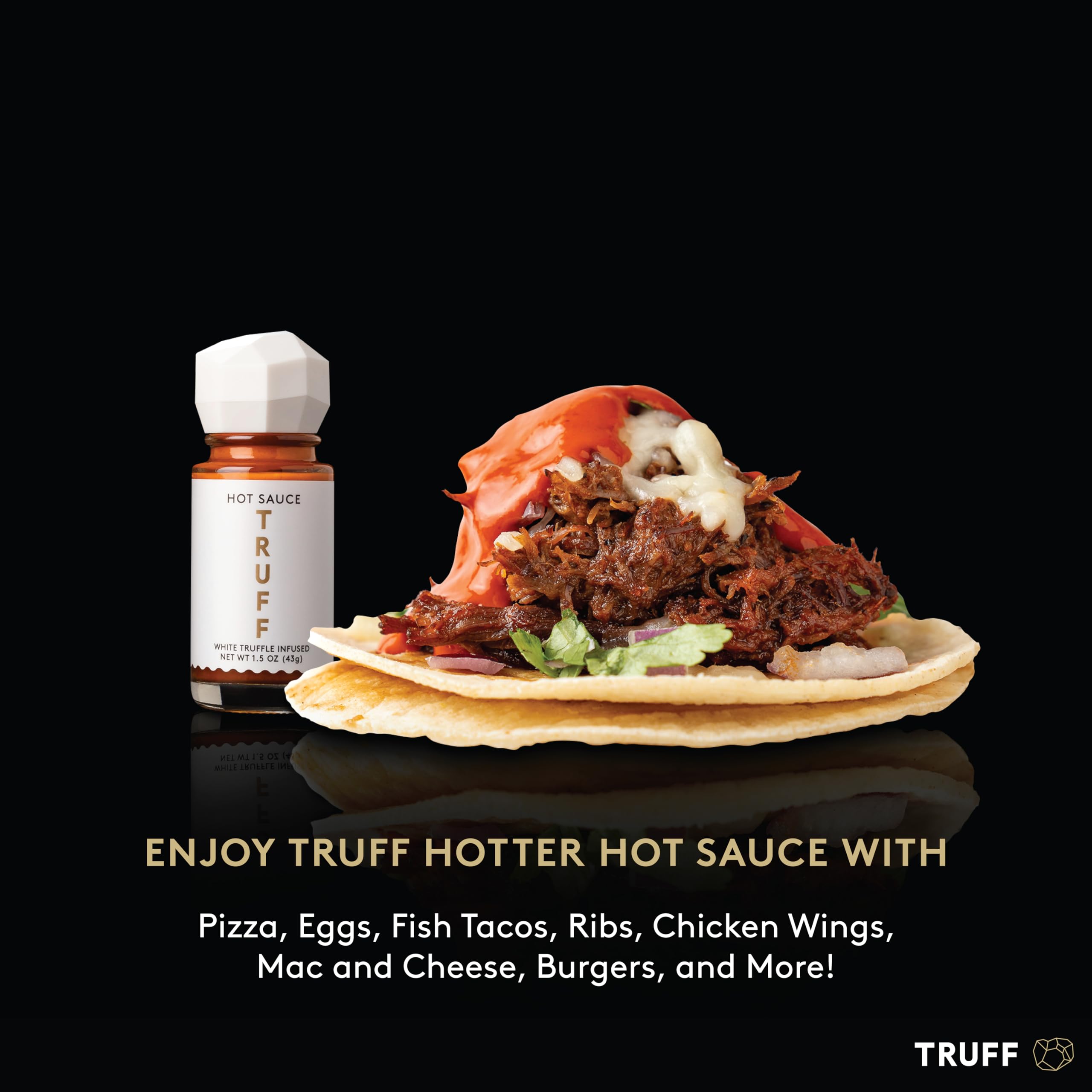 TRUFF White Truffle Hot Sauce 4-Pack Mini Bottles (1.5 oz Each) - Gourmet Truffle & Red Chili Pepper Sauce with Coriander - Perfect for Travel, Gifts & Hot Sauce Lovers - Great for Burgers, Pasta & Pizza
