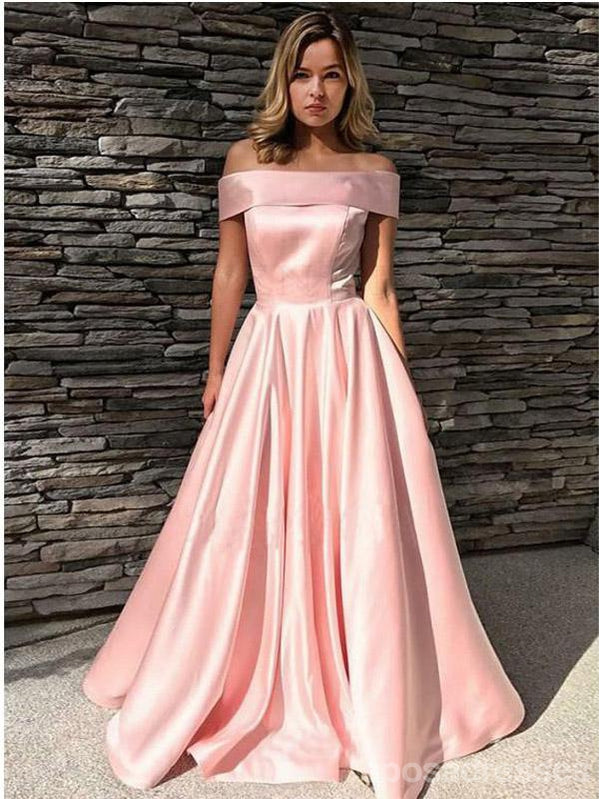 Elegant Pink A-Line Off Shoulder Long Prom Dress for Women - Perfect for Homecoming, Ballroom Dance & Formal Events - 12612