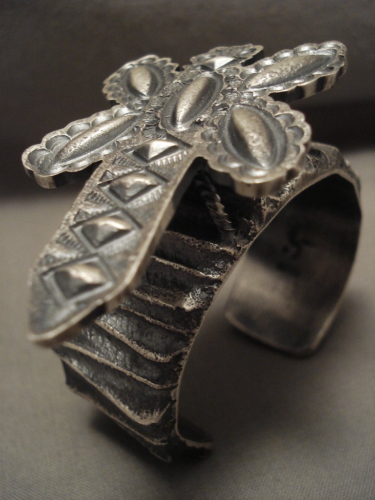 172g Stunning Navajo Native American Silver Dragonfly Bracelet - Handmade Sterling Silver Jewelry for Women, Boho Fashion Accessory, Perfect for Festivals & Special Occasions