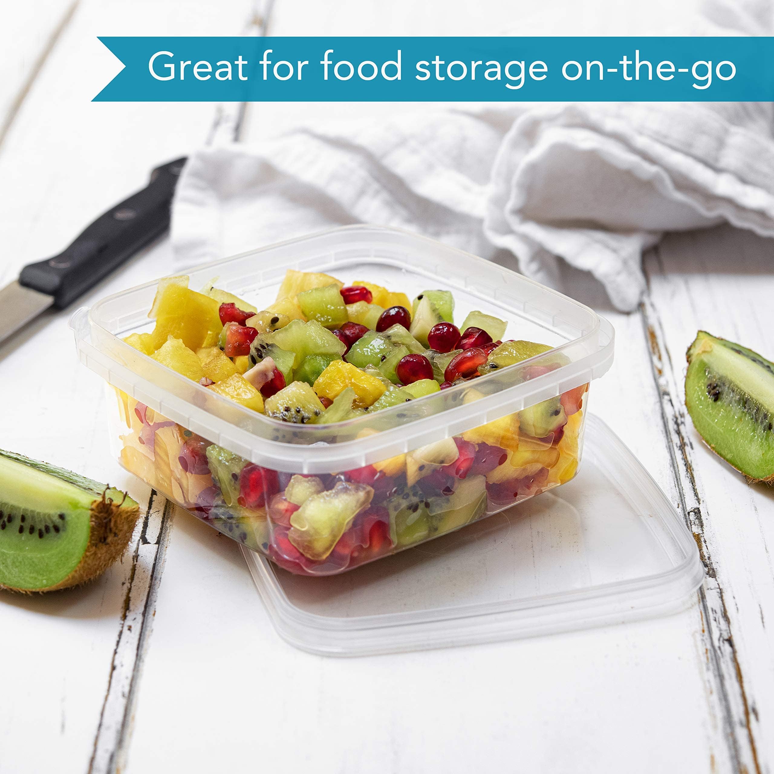 NYHI 8 oz 20 Pack Square Clear Deli Containers with Lids - BPA Free Disposable Plastic Food Storage Containers - Airtight for Meal Prep, Take Out & Kitchen Organization - Perfect for Restaurants, Catering & Home Use