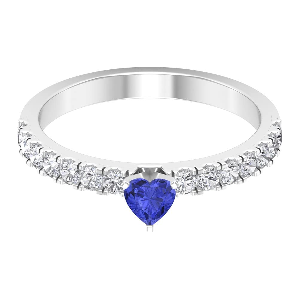 1.25 CT Tanzanite and Diamond Heart-Shaped Engagement Ring in 14K Two-Tone Gold | Blue Tanzanite Solitaire Ring for Women | Perfect for Proposals, Anniversaries & Special Occasions