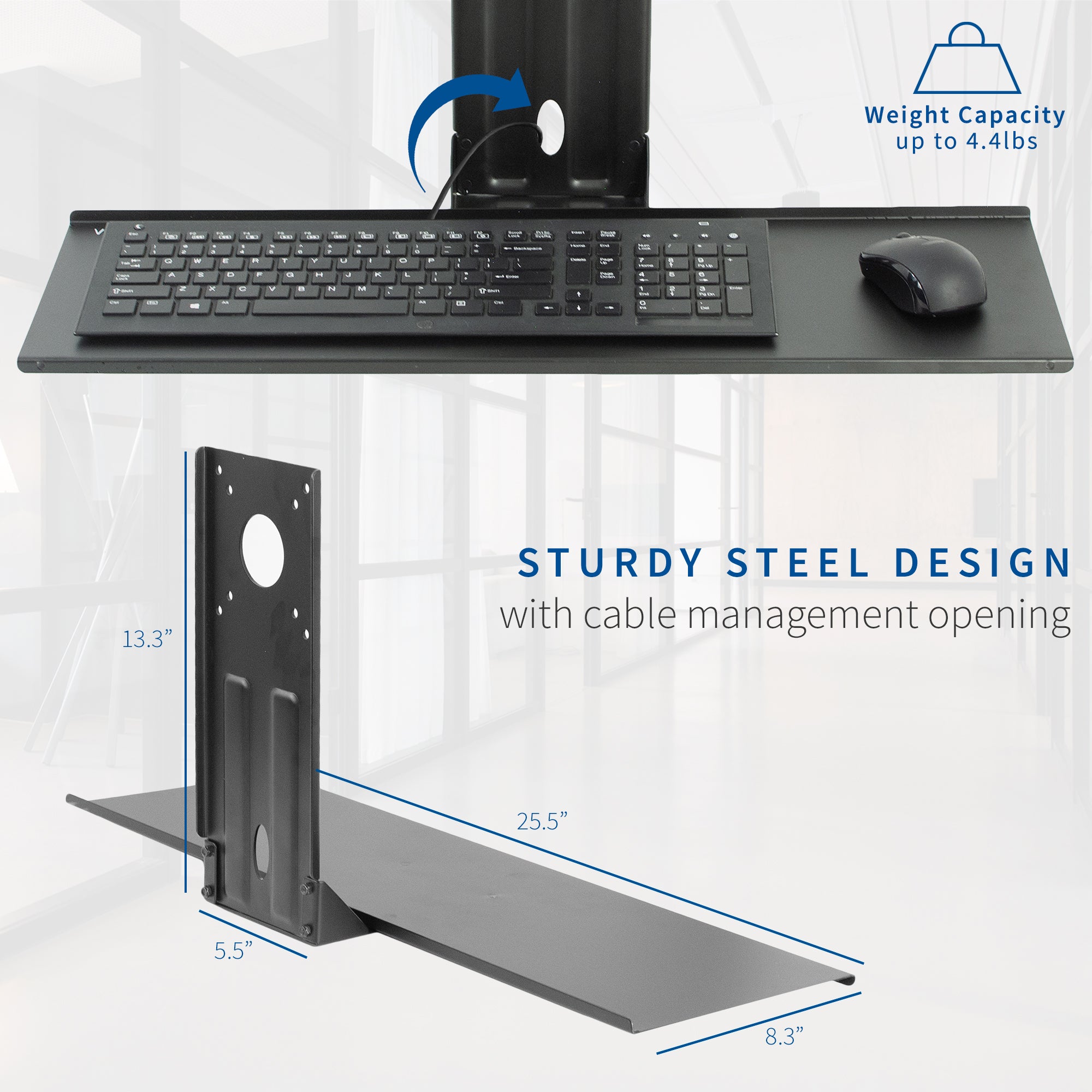 Ergonomic Black Keyboard Tray - Adjustable Under Desk Slide-Out Tray for Comfortable Typing - Perfect for Home Office, Gaming, and Workspace Setup