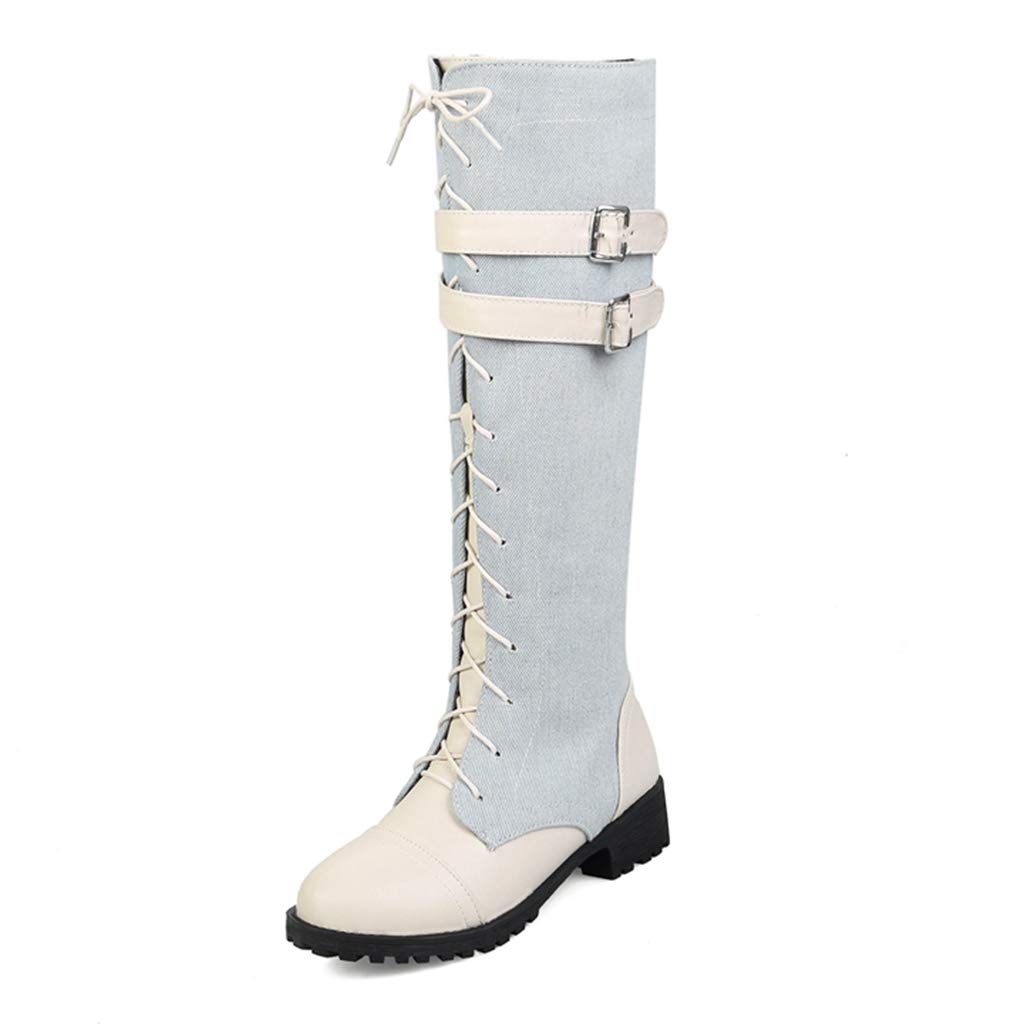 GIY Women's Winter Faux Fur Combat Boots - Waterproof Snow Boots with Buckled Straps & Side Zipper - Round Toe Riding Boots for Cold Weather, Outdoor Activities & Fashion Streetwear