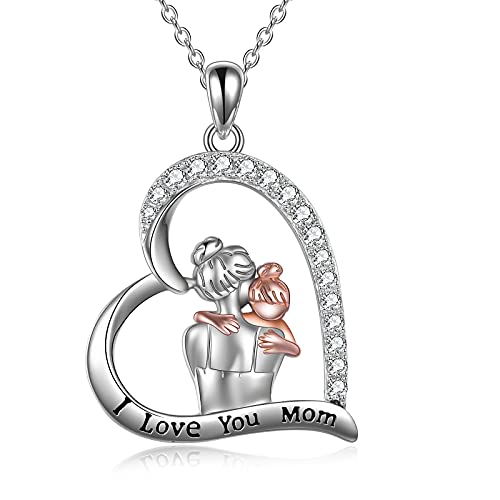 Rose gold mother hold daughter