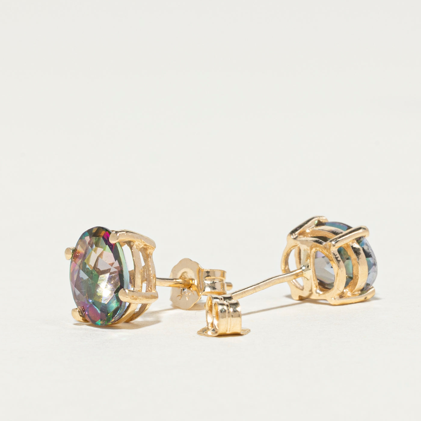 14K Gold Mystic Topaz Stud Earrings - 2.60 Carat Total Weight | Elegant Jewelry for Women, Perfect Gift for Birthday, Anniversary & Special Occasions