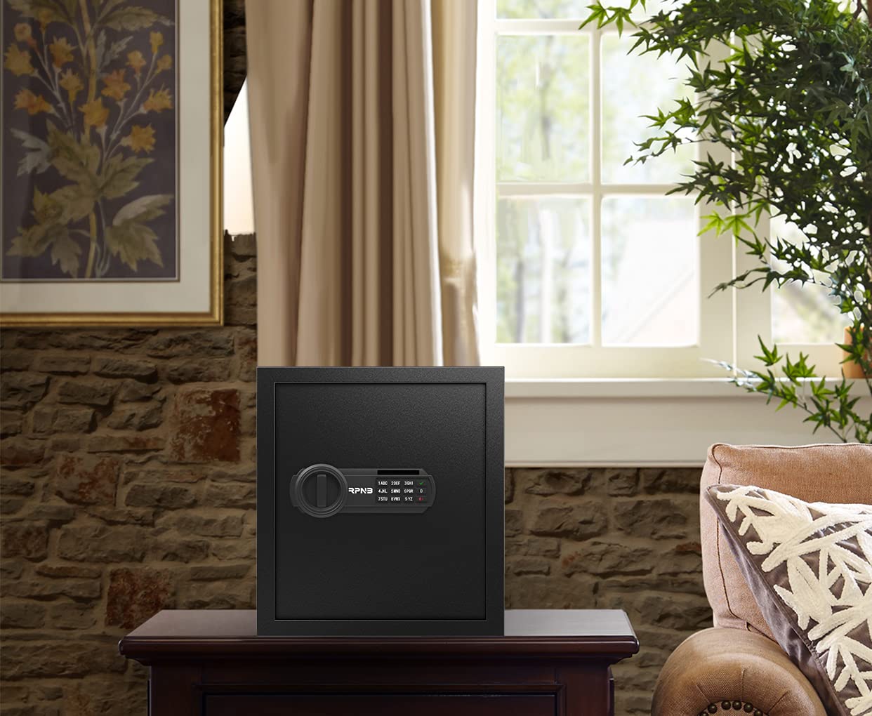 RPNB Deluxe Digital Keypad Safe Box - 1.2 Cubic Feet Steel Alloy Security Safe for Home, Office & Hotel | Secure Storage for Jewelry, Cash, Guns & Valuables | Compact Drop Safe with Electronic Lock for Business & Personal Use