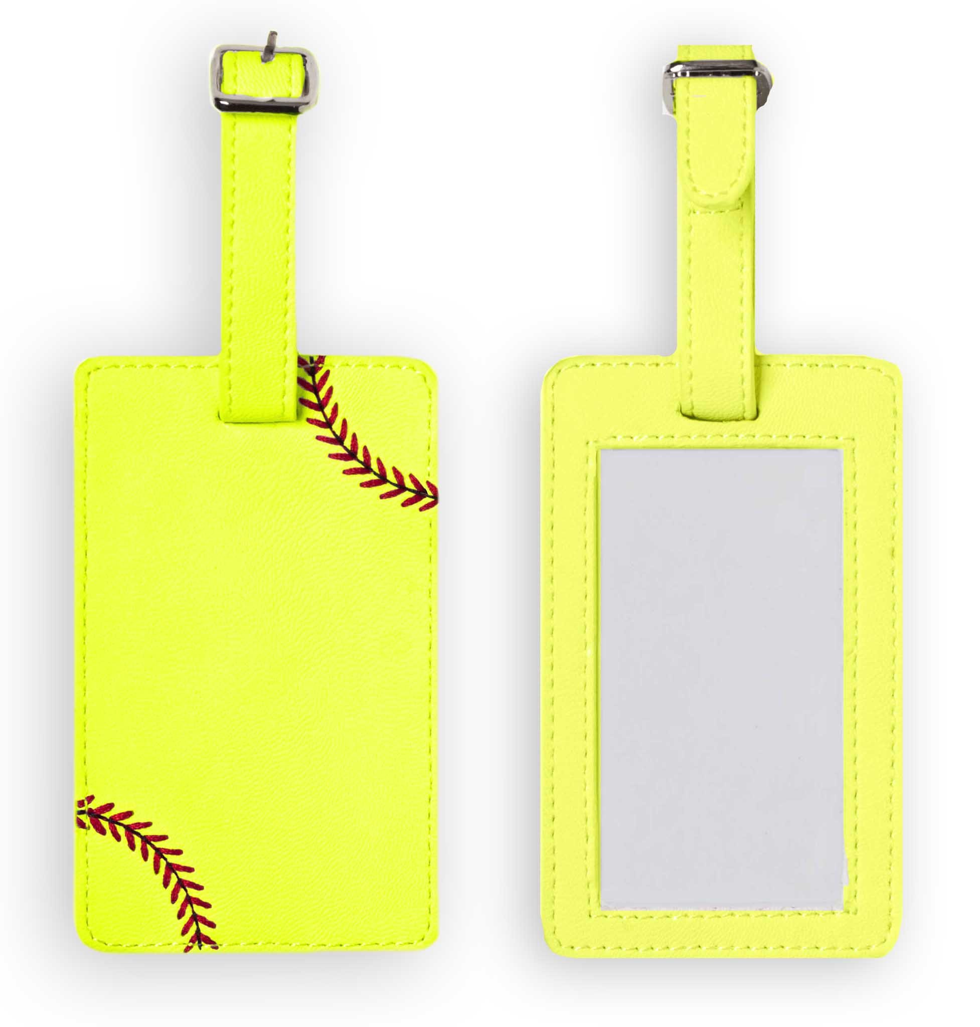 Premium Softball Leather Luggage Tag with Red Stitching - Durable Personalized Travel Accessory for Suitcases, Backpacks & Gym Bags