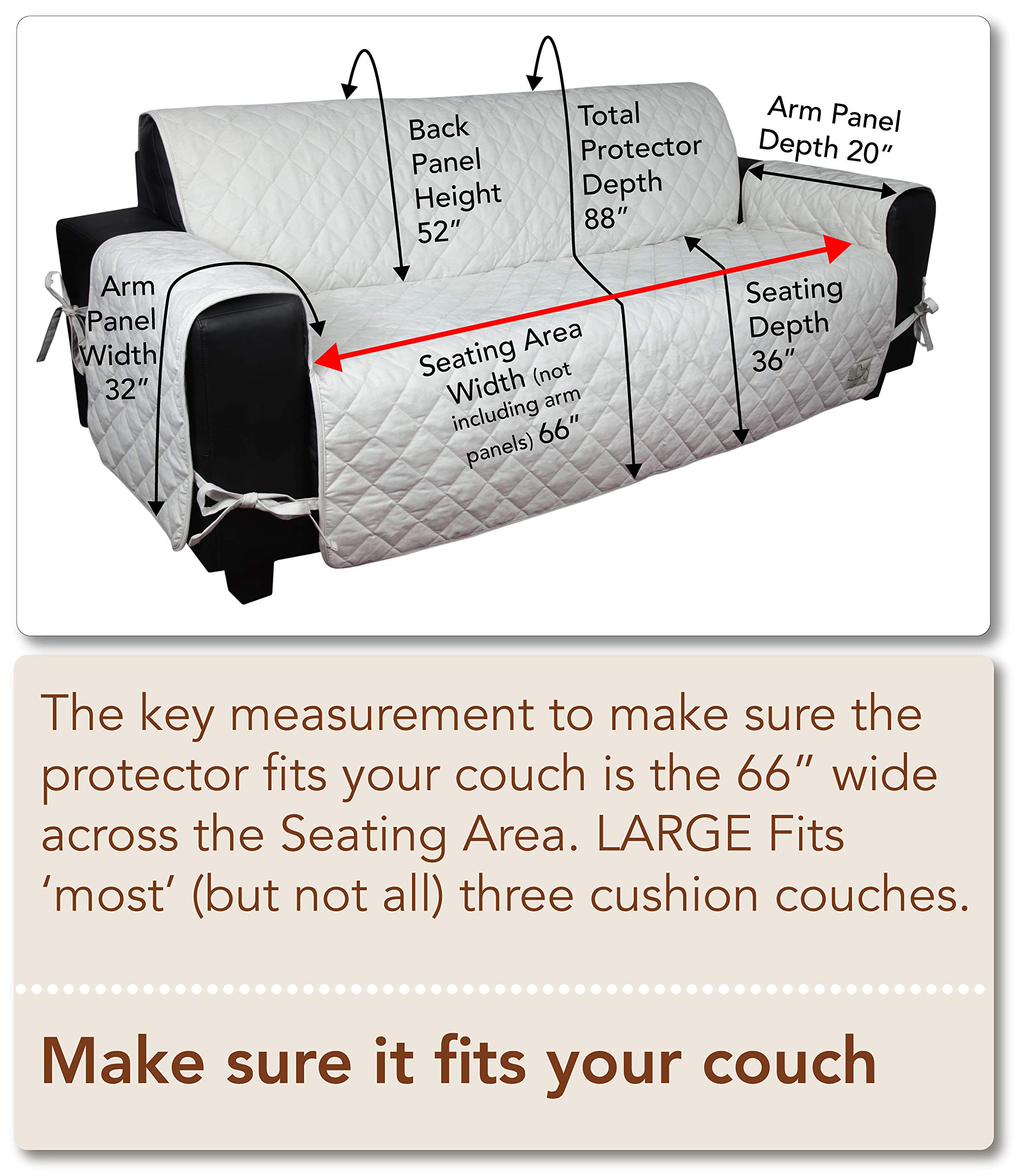 Waterproof Faux Suede Microfiber Sofa Cover - Non-Slip Couch Protector for Large 3-Cushion Furniture (Sand Color) | Perfect for Pets, Kids & Spill Protection in Living Rooms