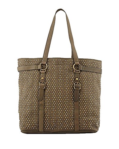 Ash Axel Studded Tabbed Leather Tote Bag for Women - Army Green Crossbody Purse - Stylish & Durable Handbag for Work, Travel & Everyday Use