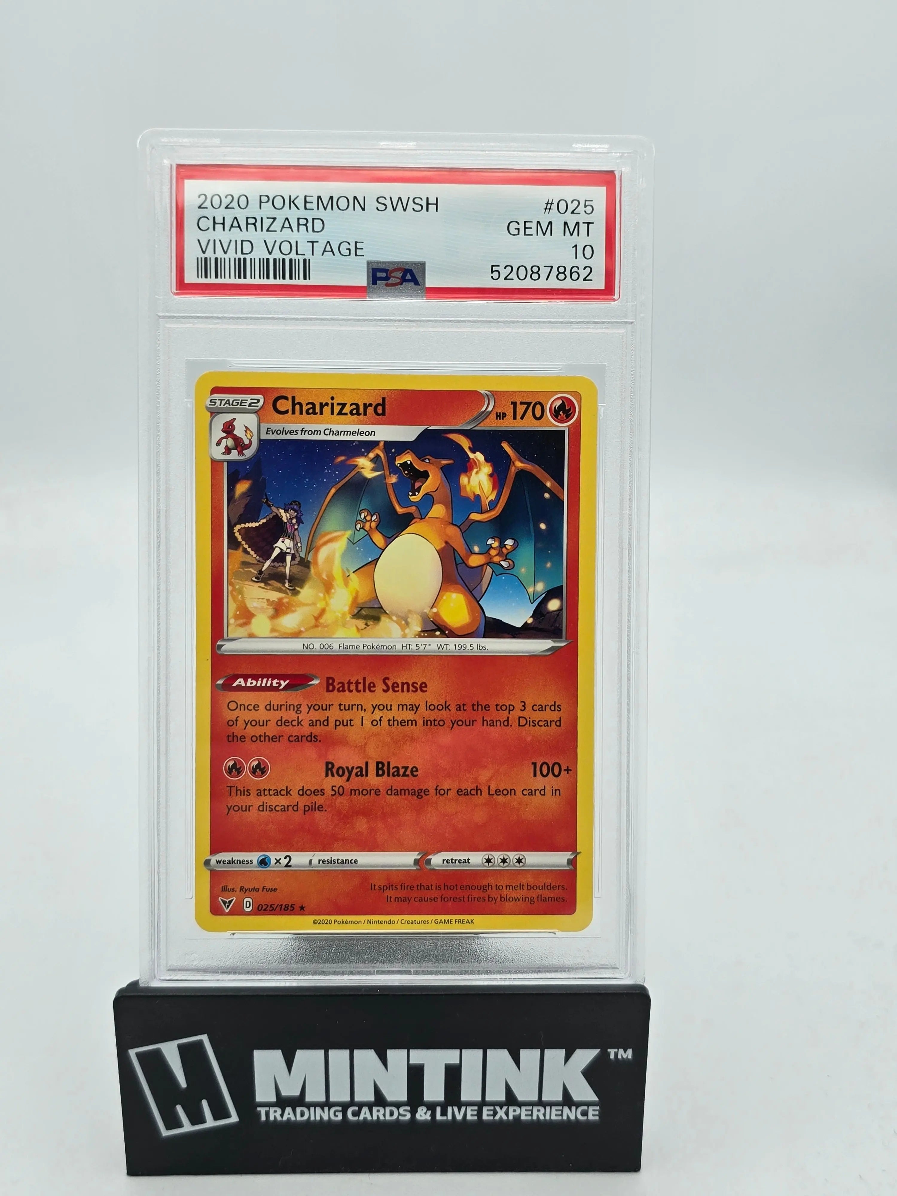 2020 Pokemon Sword Shield Charizard Vivid Voltage PSA 10 Graded Card 25/185 - Perfect for Collectors & TCG Battles