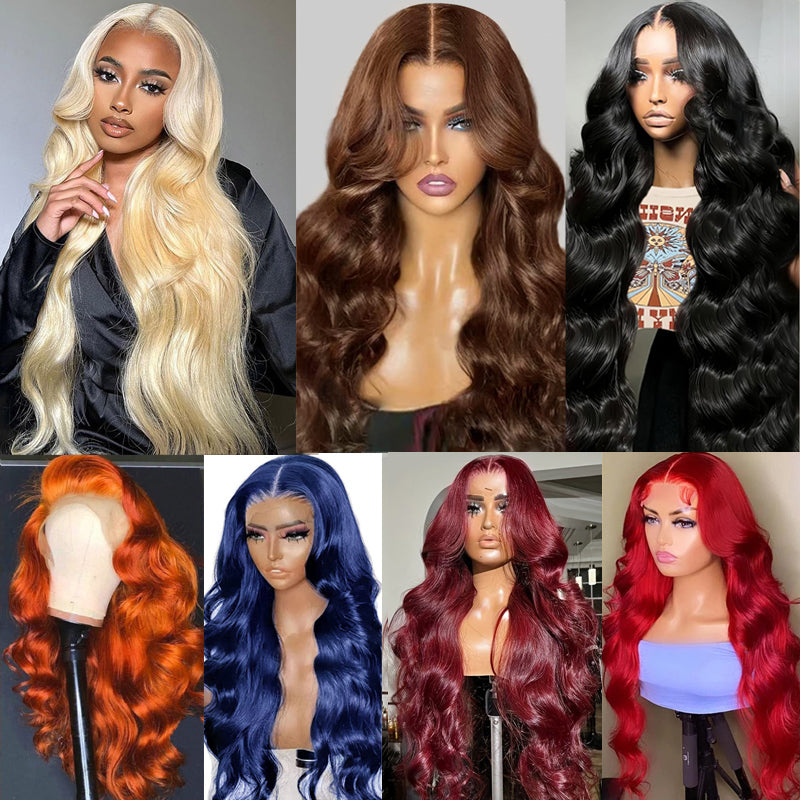 Eullair 28 Inch Body Wave Human Hair Wig with 13x4 Lace Frontal - Natural Wavy Colored Wig for Fall | Affordable & Cost-Effective Choice | Perfect for Daily Wear, Cosplay, and Special Occasions