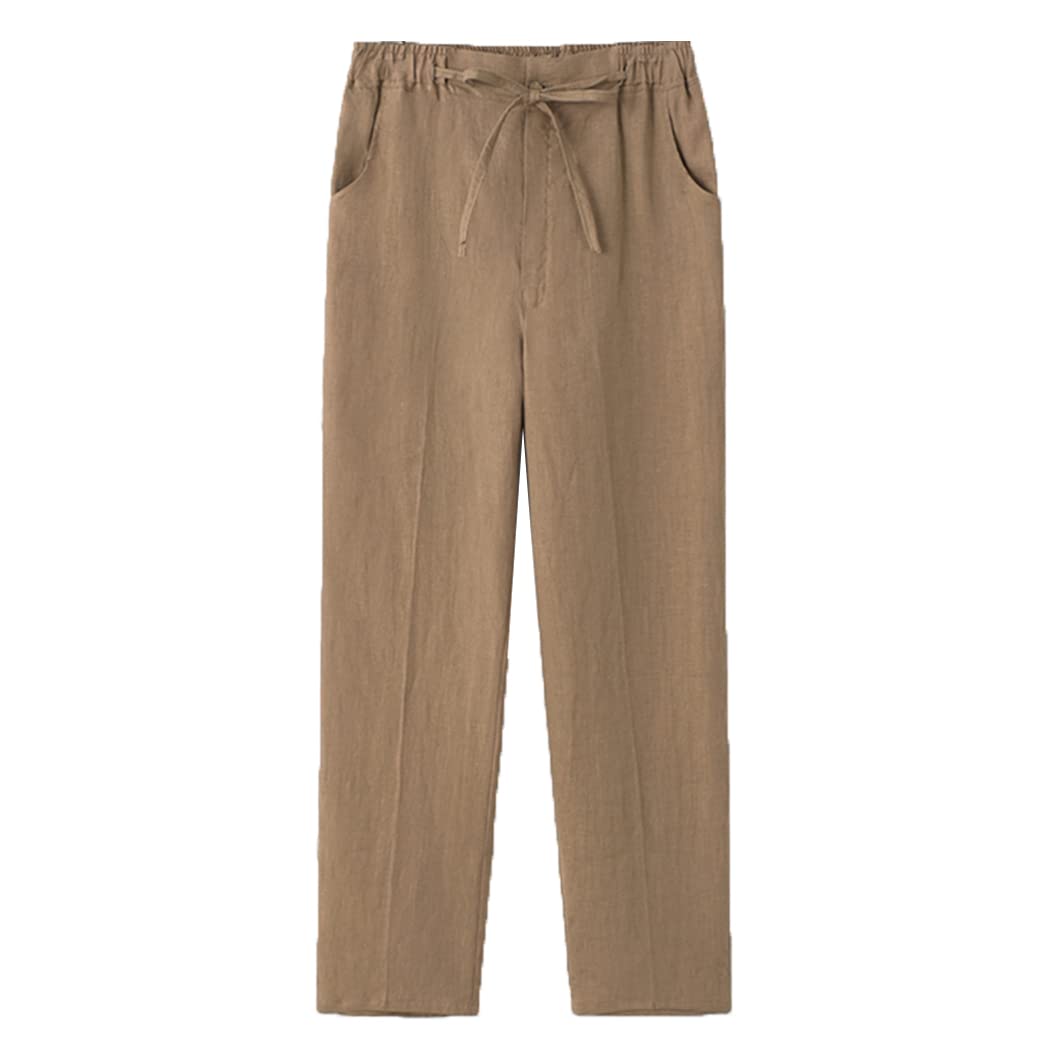 Men's Linen Tai Chi Pants - Loose Fit Kung Fu Uniform & Traditional Chinese Tang Suit - Breathable Comfort for Martial Arts & Meditation - Yellow (Size 3XL)
