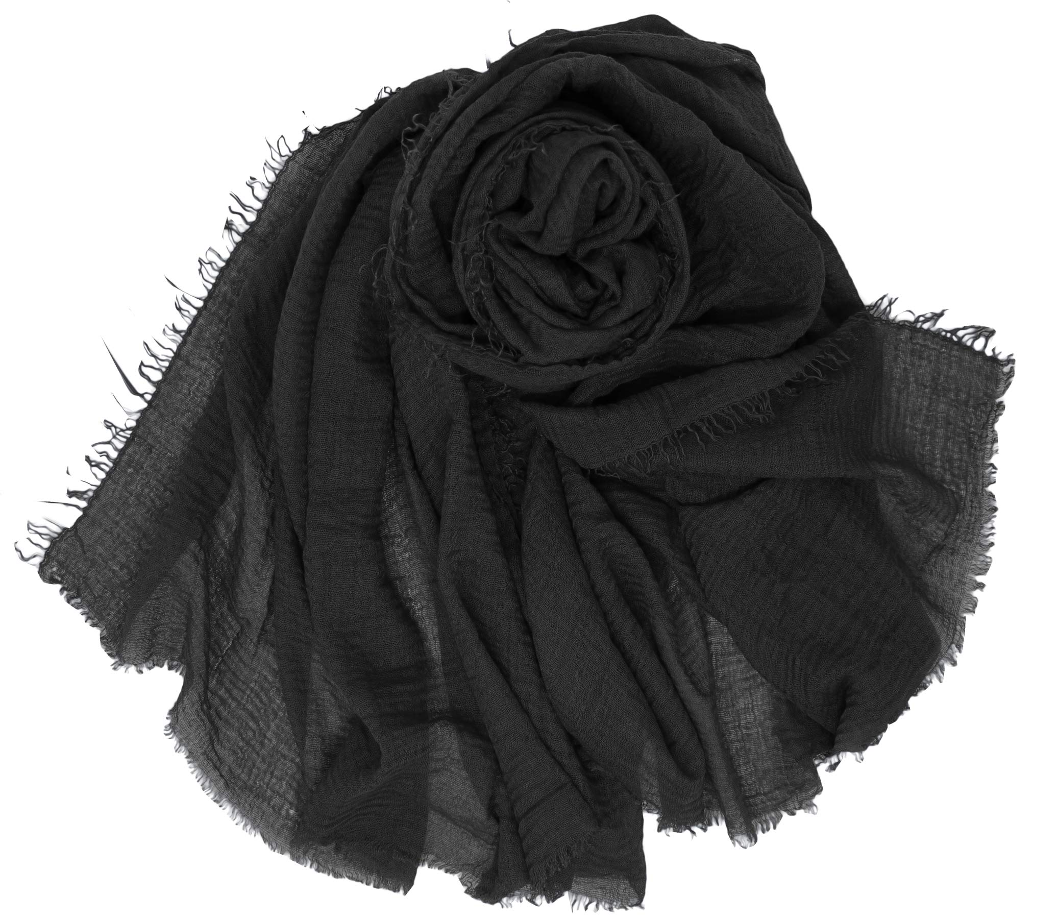Premium Linen Feel Large Solid Travel Shawl Scarf - Soft Lightweight Wrap for Women, Airplane Blanket, Beach Cover-Up, Fashion Accessory