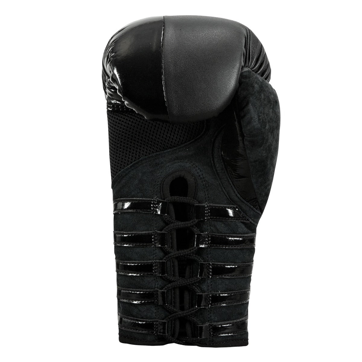 Black Blast Lace-Up Boxing Gloves for Training - Premium Leather Punching Gloves for Men & Women - Perfect for Boxing, MMA, Kickboxing & Fitness Workouts