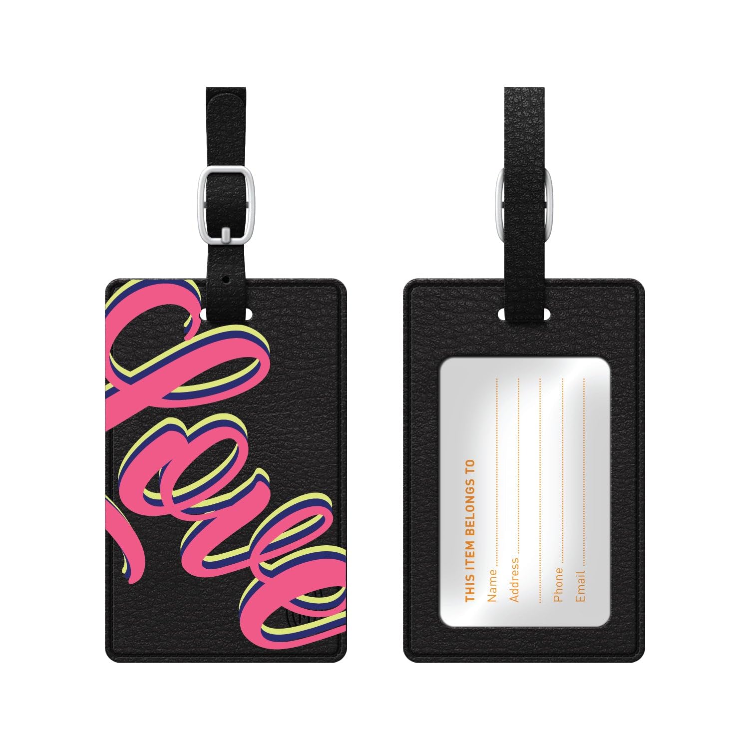Neon Love Luggage Tag - Durable & Bright Travel Accessory for Suitcases, Bags & Backpacks - Perfect for Airports, Vacations & Business Trips