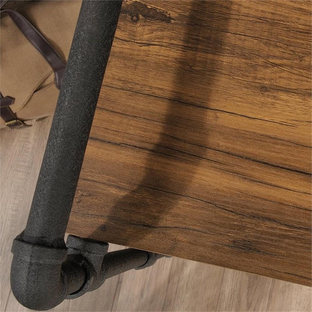 UrbanPro Farmhouse Engineered Wood Writing Desk in Checked Oak/Black - Modern Home Office Desk for Small Spaces, Study & Remote Work - Perfect for Apartments, Dorms & Workspaces