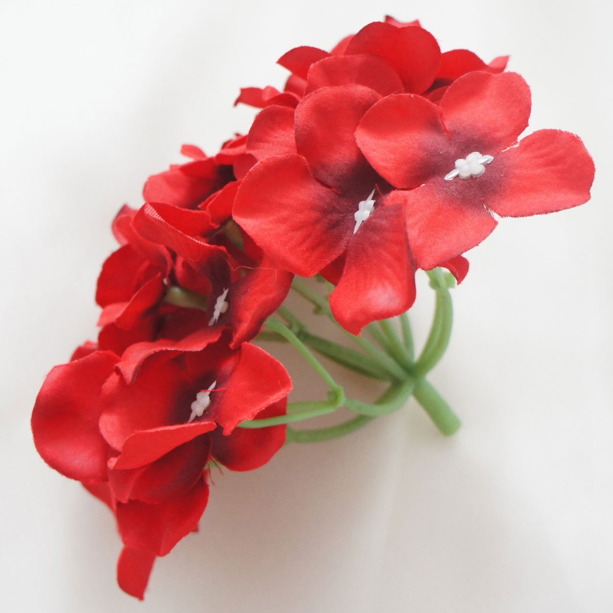 12 Pack Red Silk Hydrangea Artificial Flower Heads - Realistic Fake Flowers for Wedding Bouquets, Home Decor, and Floral Arrangements