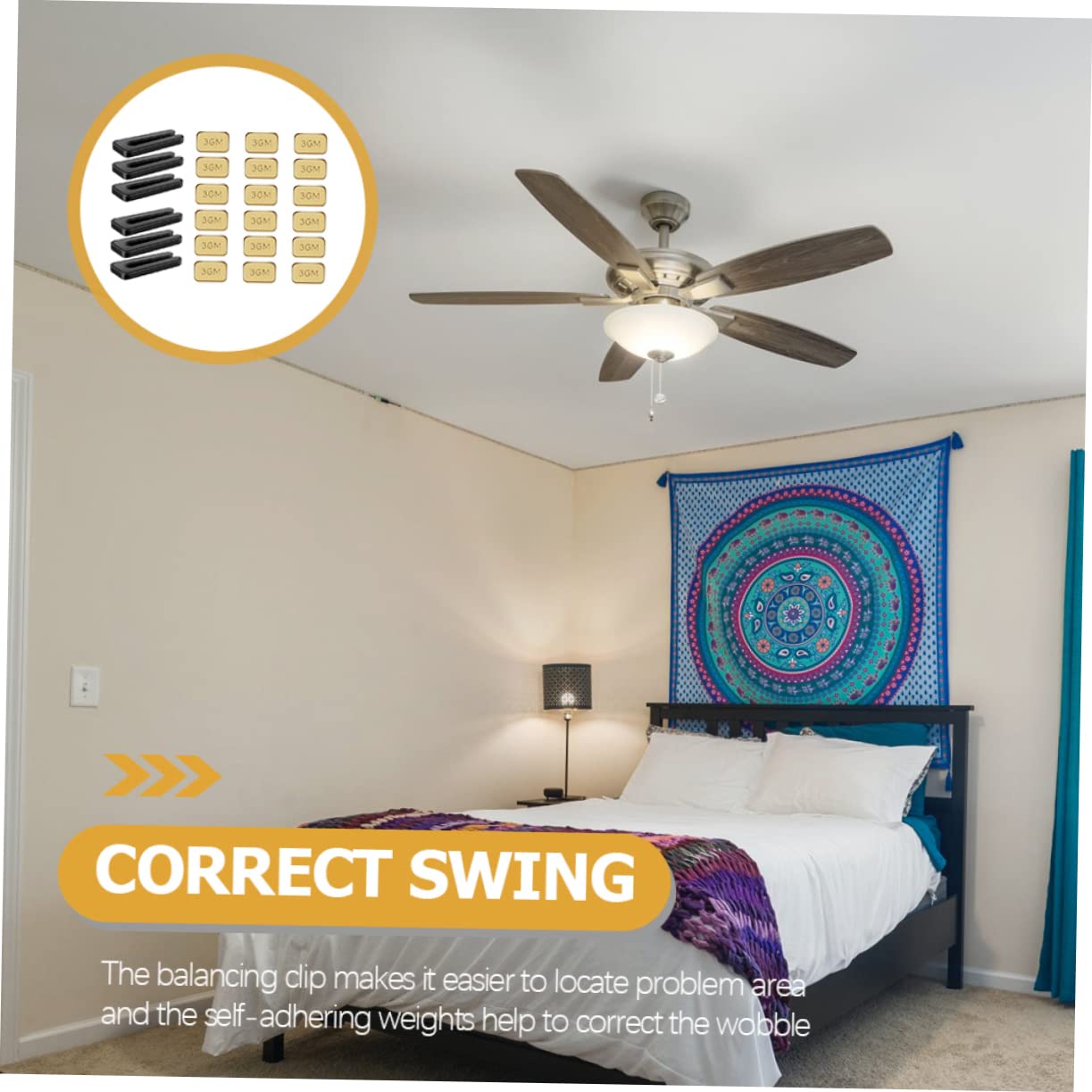 UPKOCH 18-Piece Ceiling Fan Balancing Kit with Metal Weights - Fix Wobbling & Noisy Fans for Home, Bedroom, Living Room, Office (Includes Fan Balance Weights)